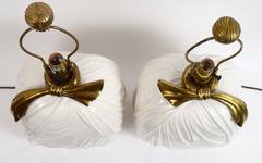 Pair of Late 20th Century Ceramic Lamps in Form of Draped Fabric