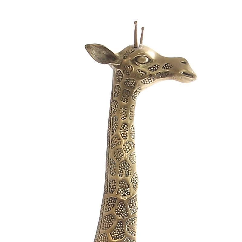 Unknown Hollywood Regency Style Brass Giraffe Sculpture with High Relief Details, 1970s