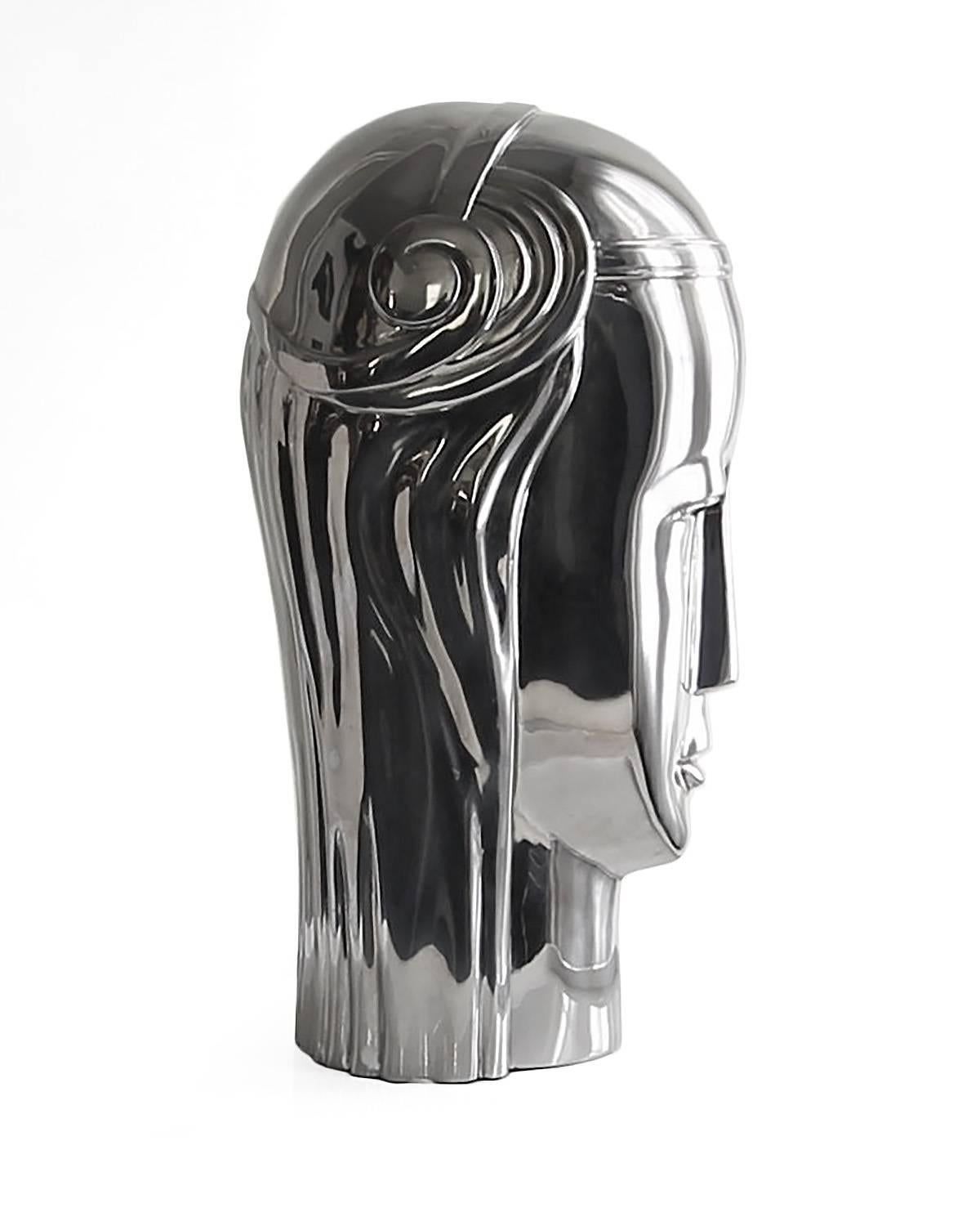 Vietnamese Art Deco Inspired Stainless Steel Bust of Roman Goddess For Sale