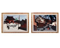 Pair of Original Wood Block Prints by Kiyoshi Saito