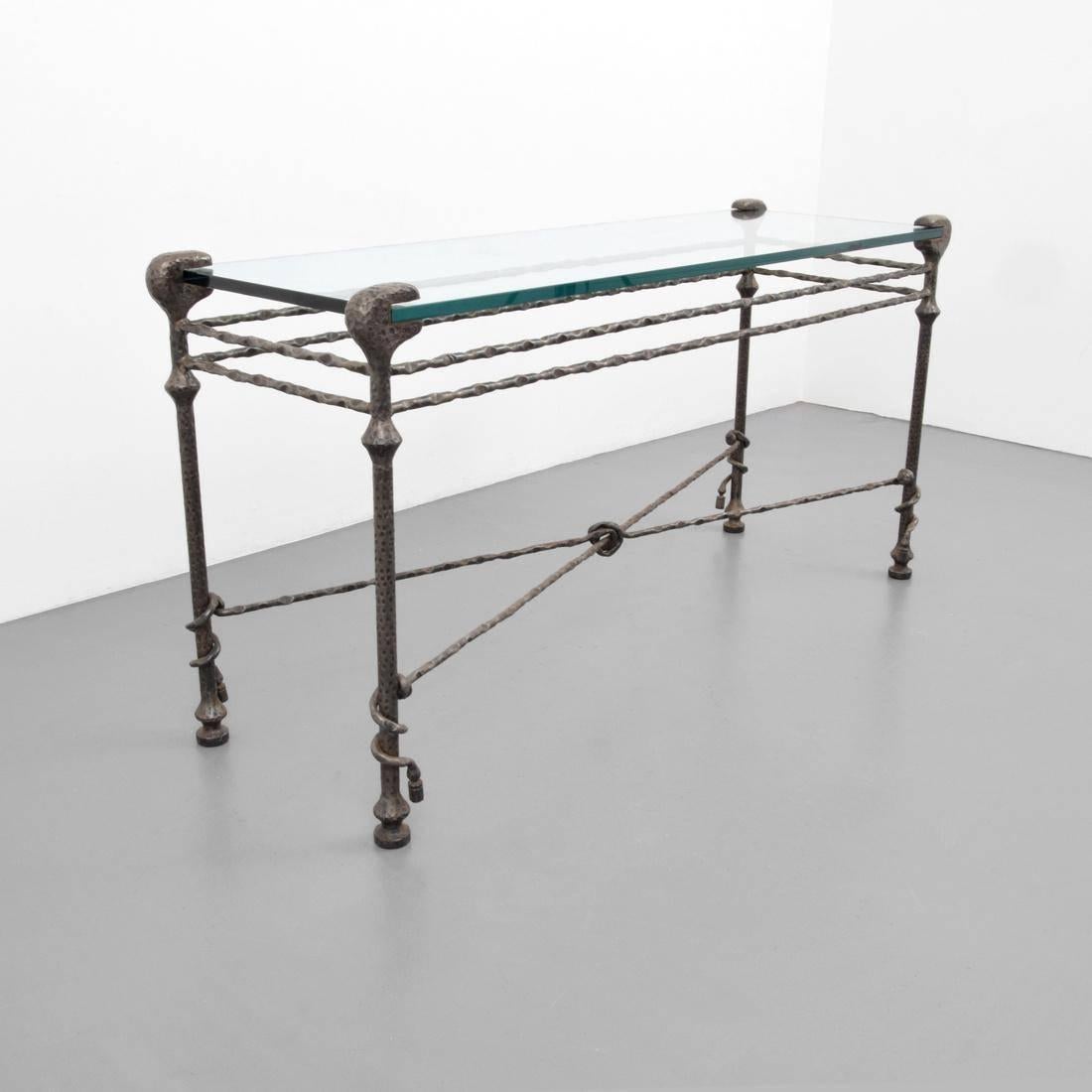 20th Century Mid-Century Hammered Iron Console Table in the Manner of Diego Giacometti For Sale