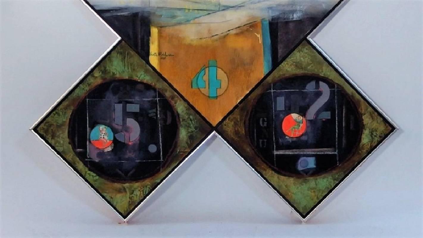 Monumental Oil on Canvas and Collage Triptych by Walter Feldman, 1975 In Excellent Condition For Sale In Houston, TX