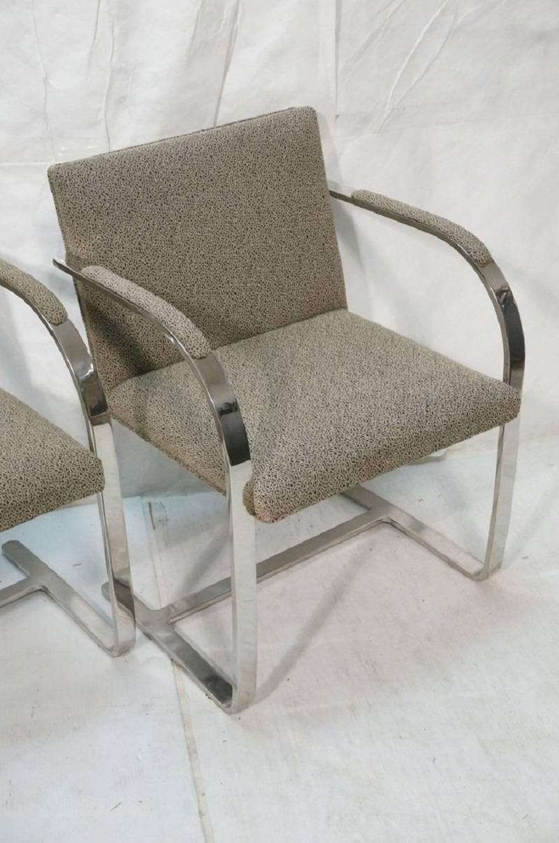 Set of Four Flat Bar Chrome Brno Chairs, Style of Mies Van Der Rohe In Good Condition In Houston, TX