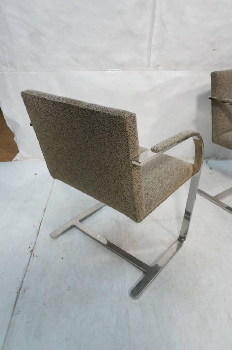 Set of Four Flat Bar Chrome Brno Chairs, Style of Mies Van Der Rohe 3