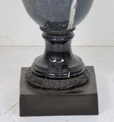 Impressive Black and White Marble Urn with Bronze Shell Motif Handles