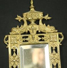 Brass and Mirror Candle Wall Sconces in Neoclassical Design with Dolphins