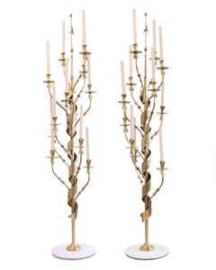 Fully Restored Pair of Brass and Marble Floor Lamps by Stilnovo, circa 1960s