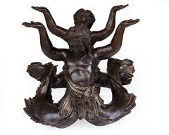 Incredible Bronze Merman or "Putti Di Mare" Coffee Table Base