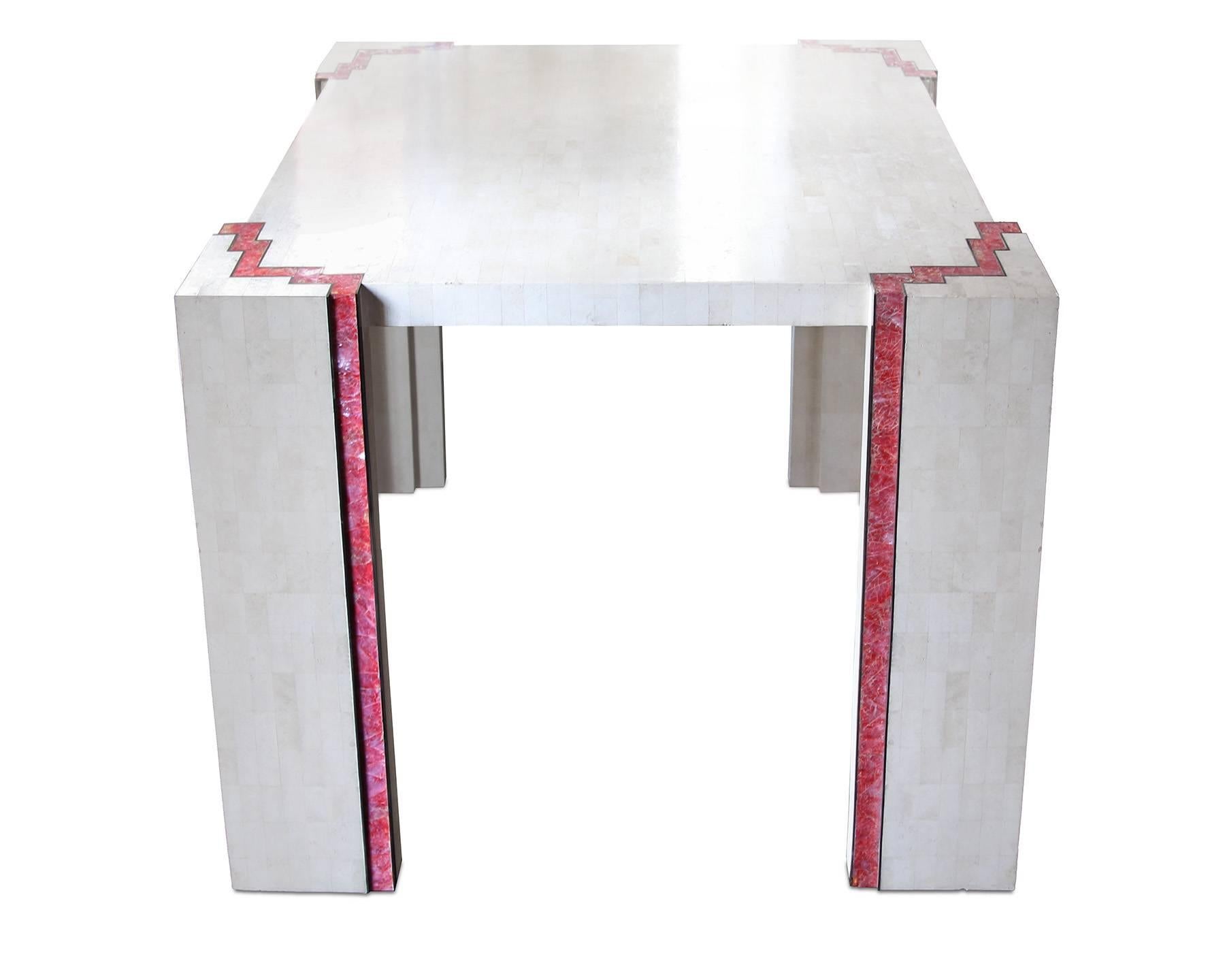 Tessellated Marble Dining Table in Art Deco Revival Style In Good Condition For Sale In Houston, TX