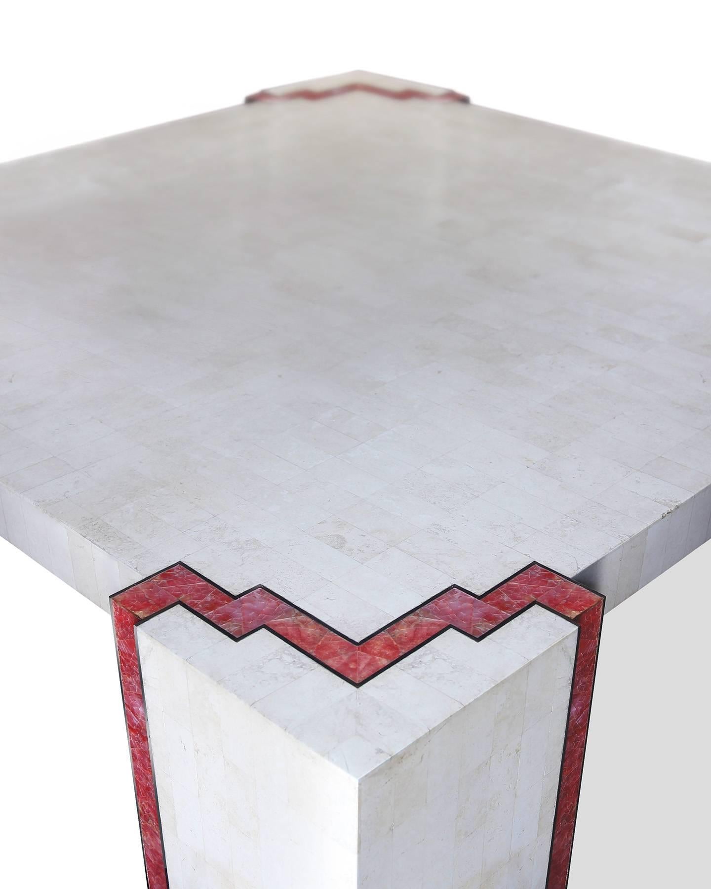 Asian Tessellated Marble Dining Table in Art Deco Revival Style For Sale