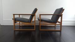 Børge Mogensen 2256 Oak Lounge Sled Chairs Designed 1956 for Frederica Furniture