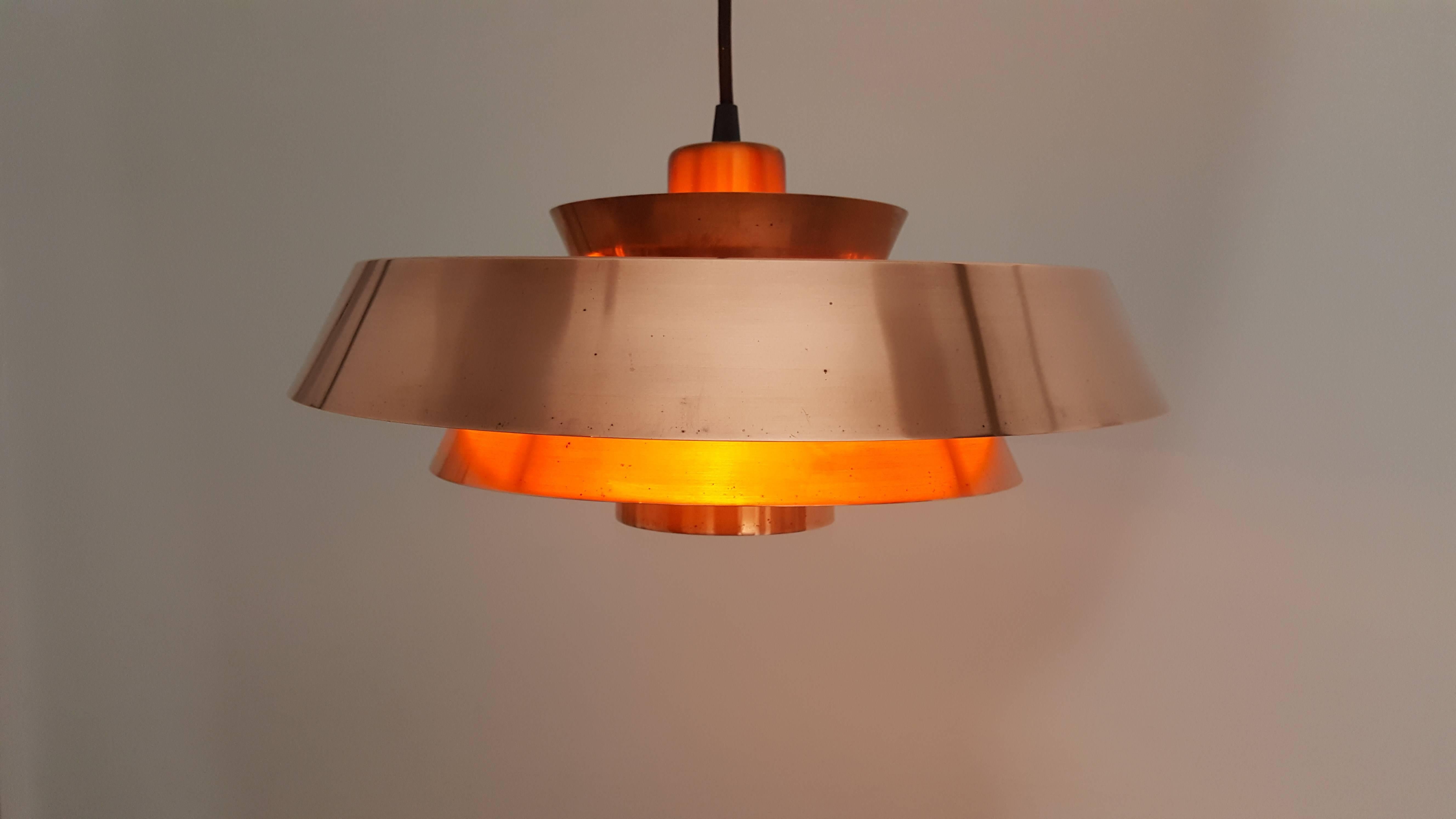 Danish Jo Hammerborg Nova Pendant Light in Copper for Fog & Mørup Denmark, 1960s