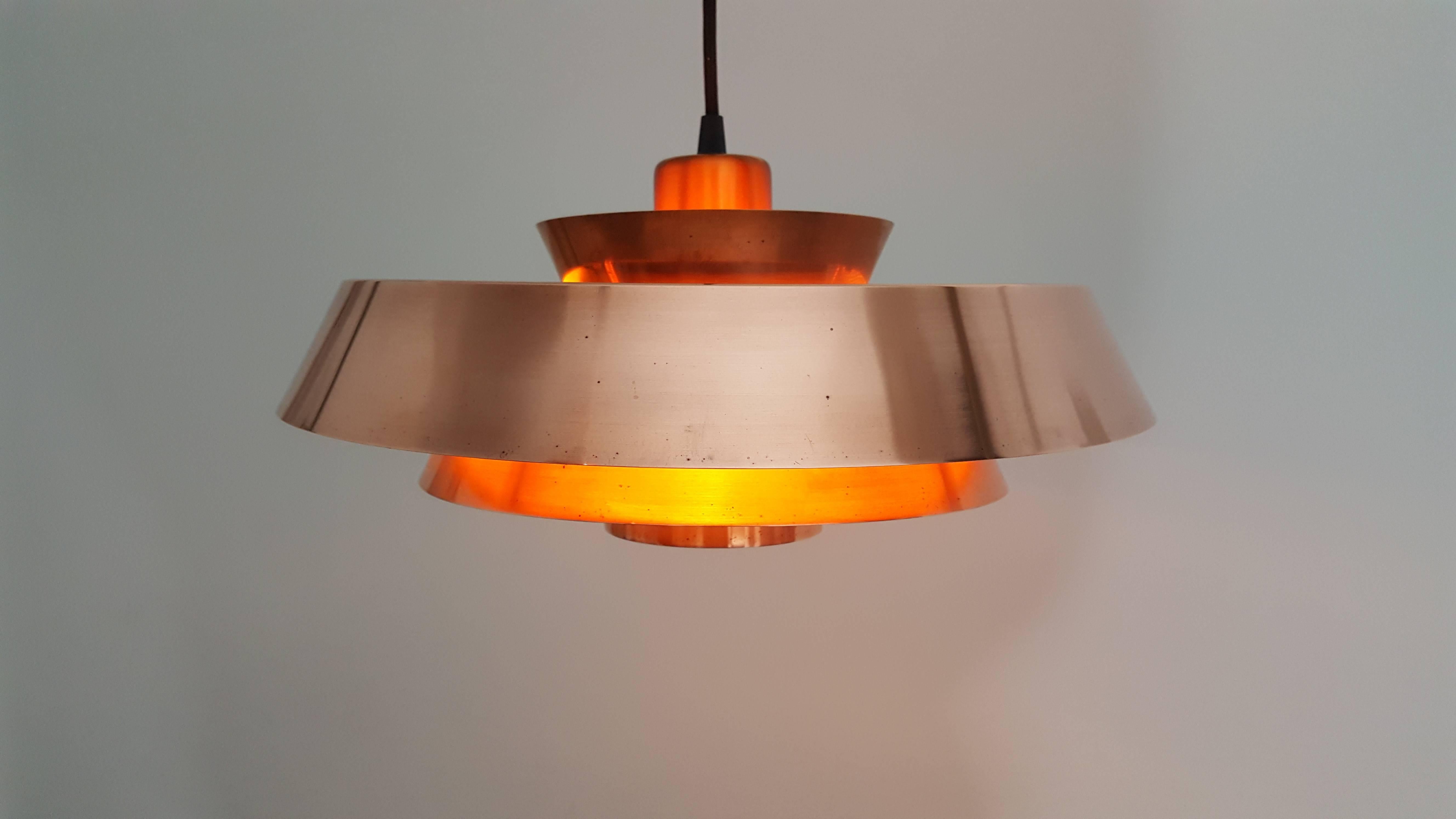 20th Century Jo Hammerborg Nova Pendant Light in Copper for Fog & Mørup Denmark, 1960s