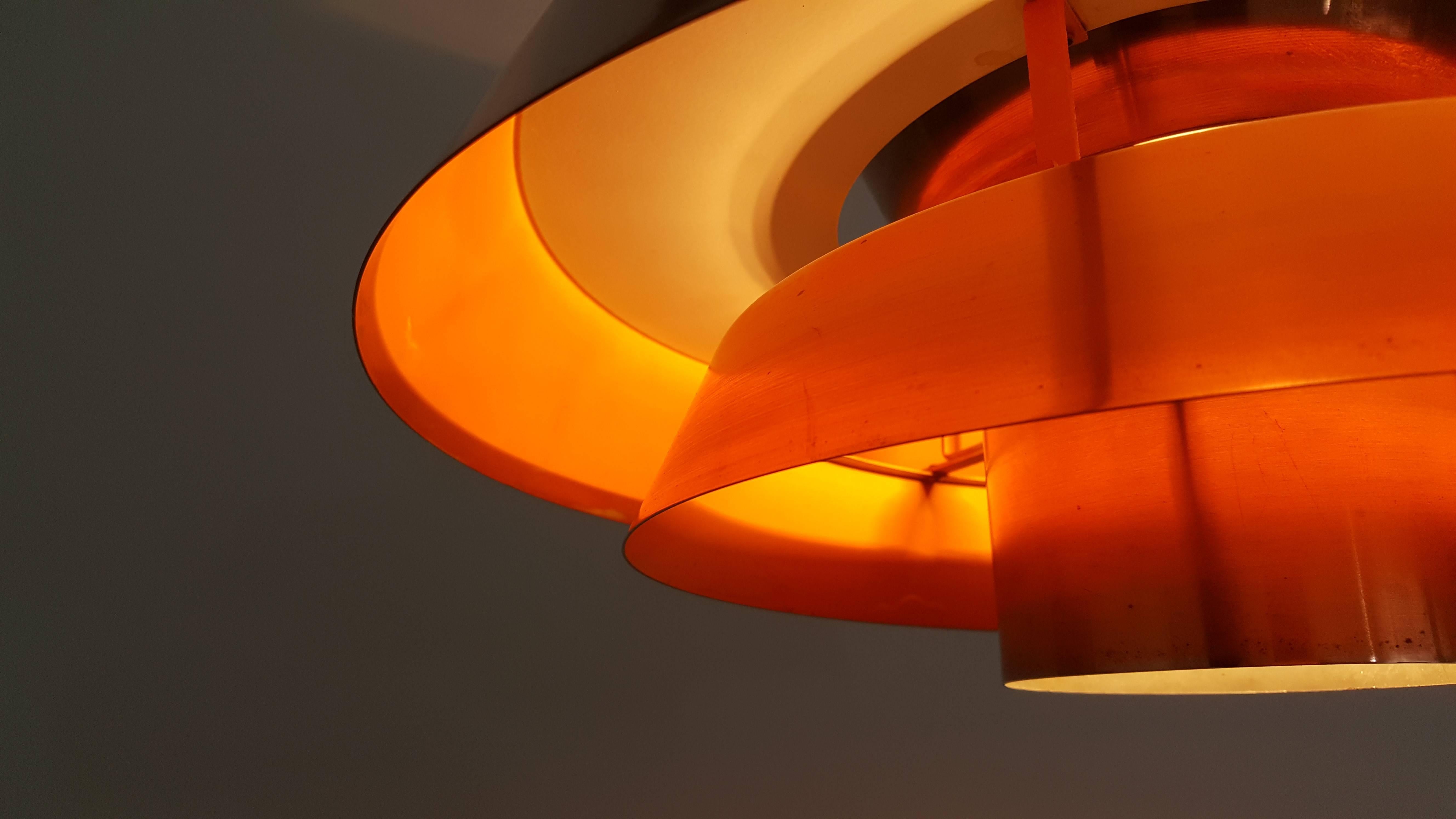 Jo Hammerborg Nova Pendant Light in Copper for Fog & Mørup Denmark, 1960s 1