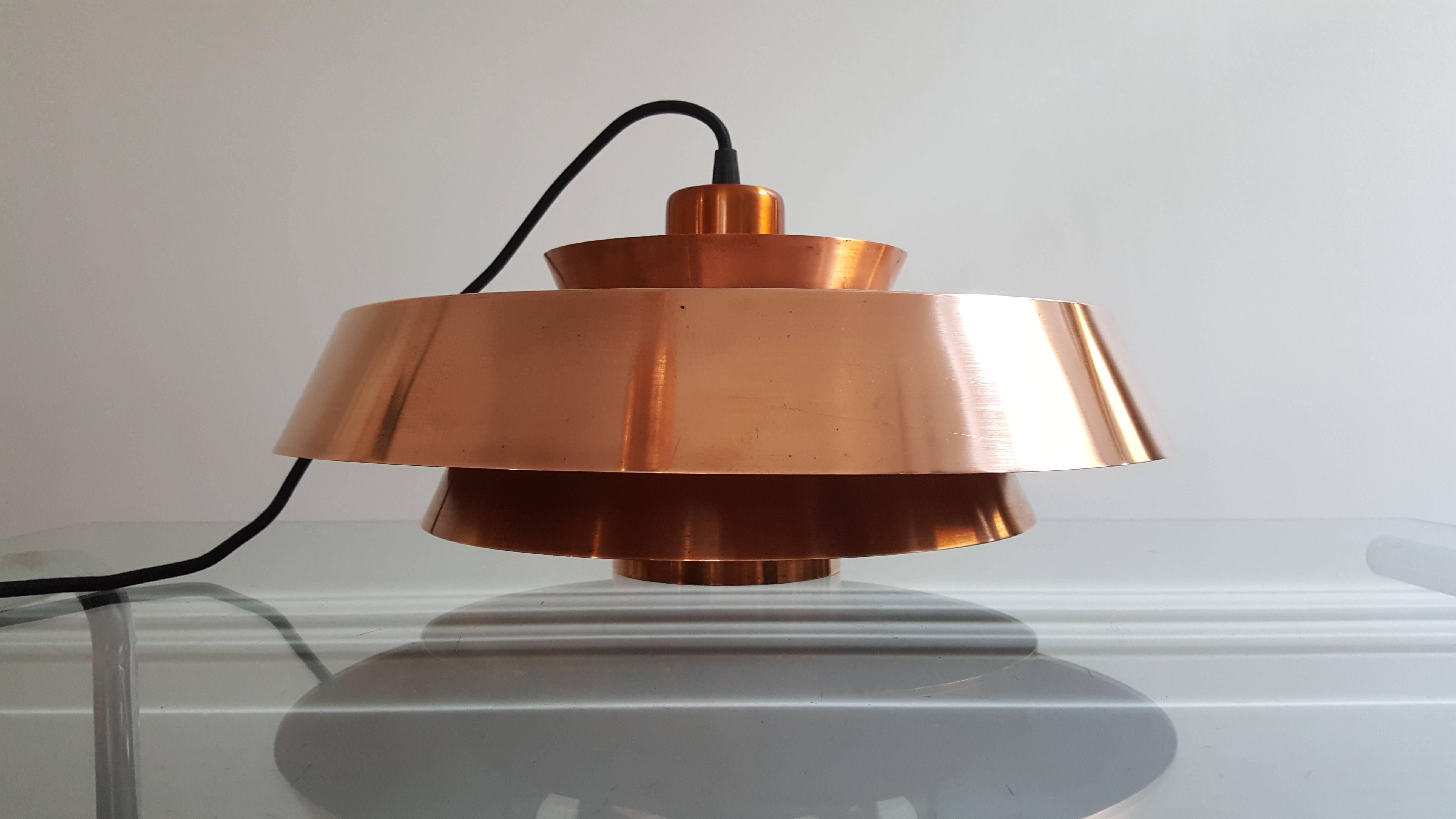 Jo Hammerborg Nova Pendant Light in Copper for Fog & Mørup Denmark, 1960s 2