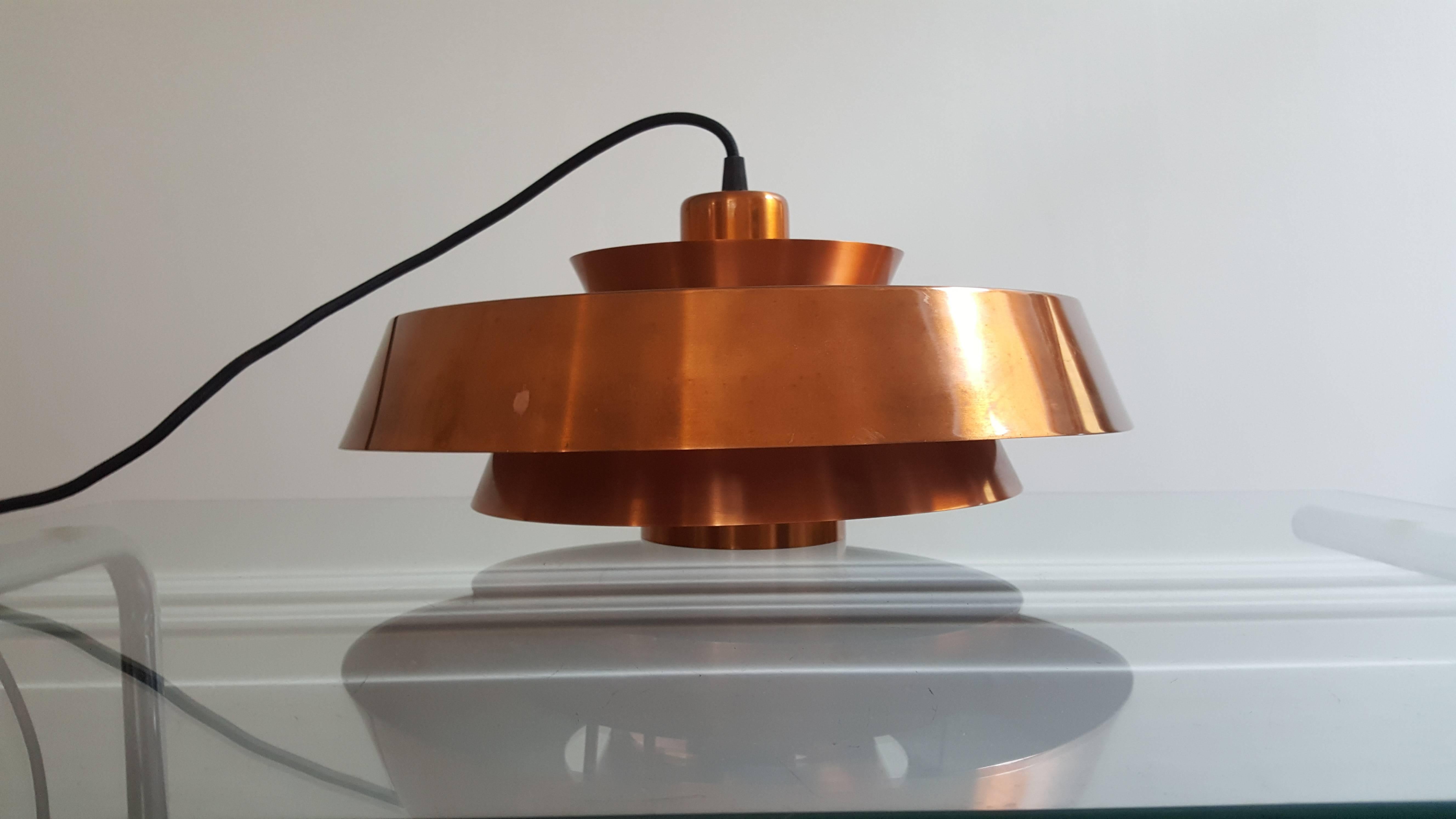 Mid-Century Modern Jo Hammerborg Nova Pendant Light in Copper for Fog & Mørup Denmark, 1960s