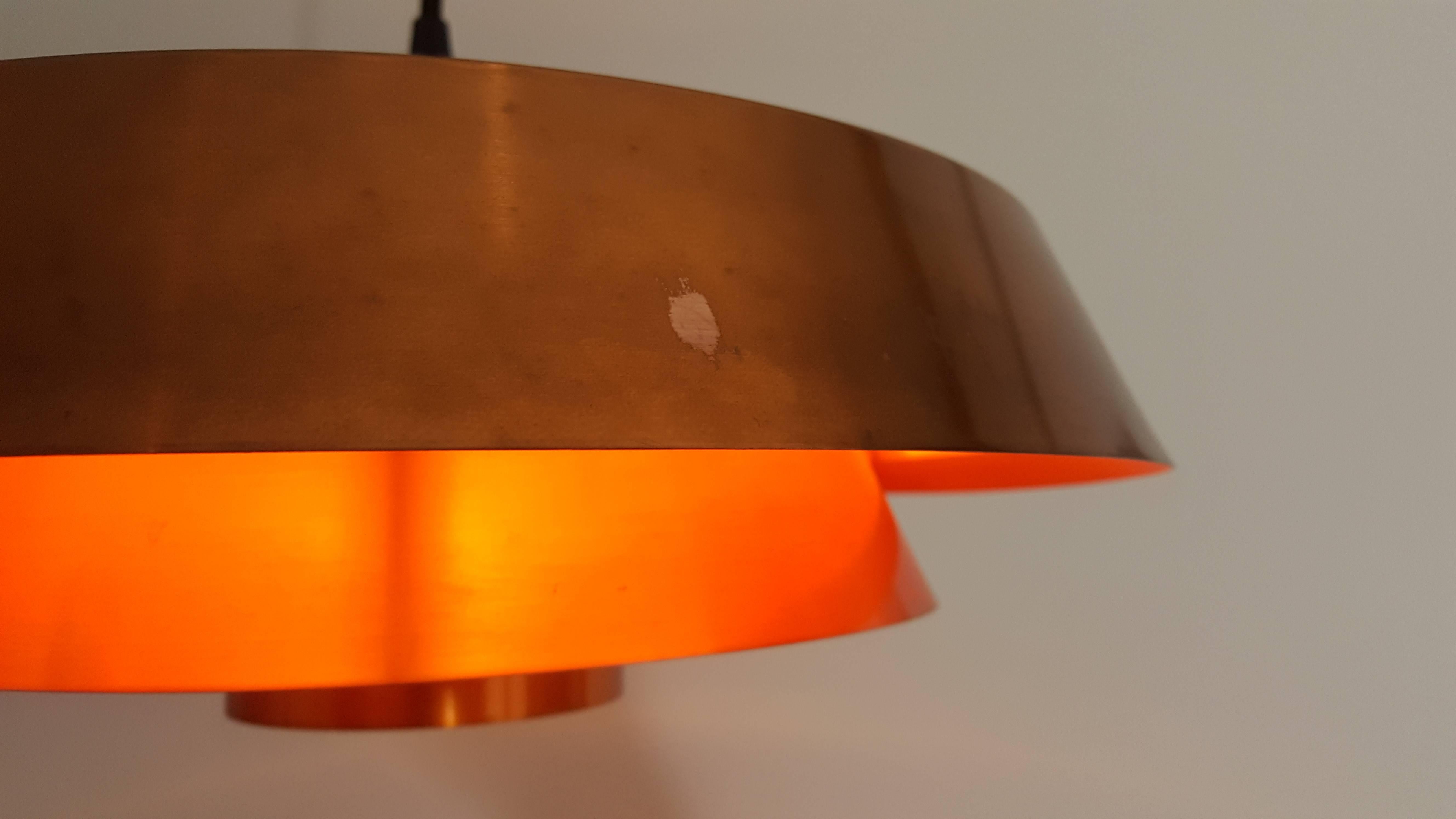 Jo Hammerborg Nova Pendant Light in Copper for Fog & Mørup Denmark, 1960s In Good Condition In London Road, Baldock, Hertfordshire