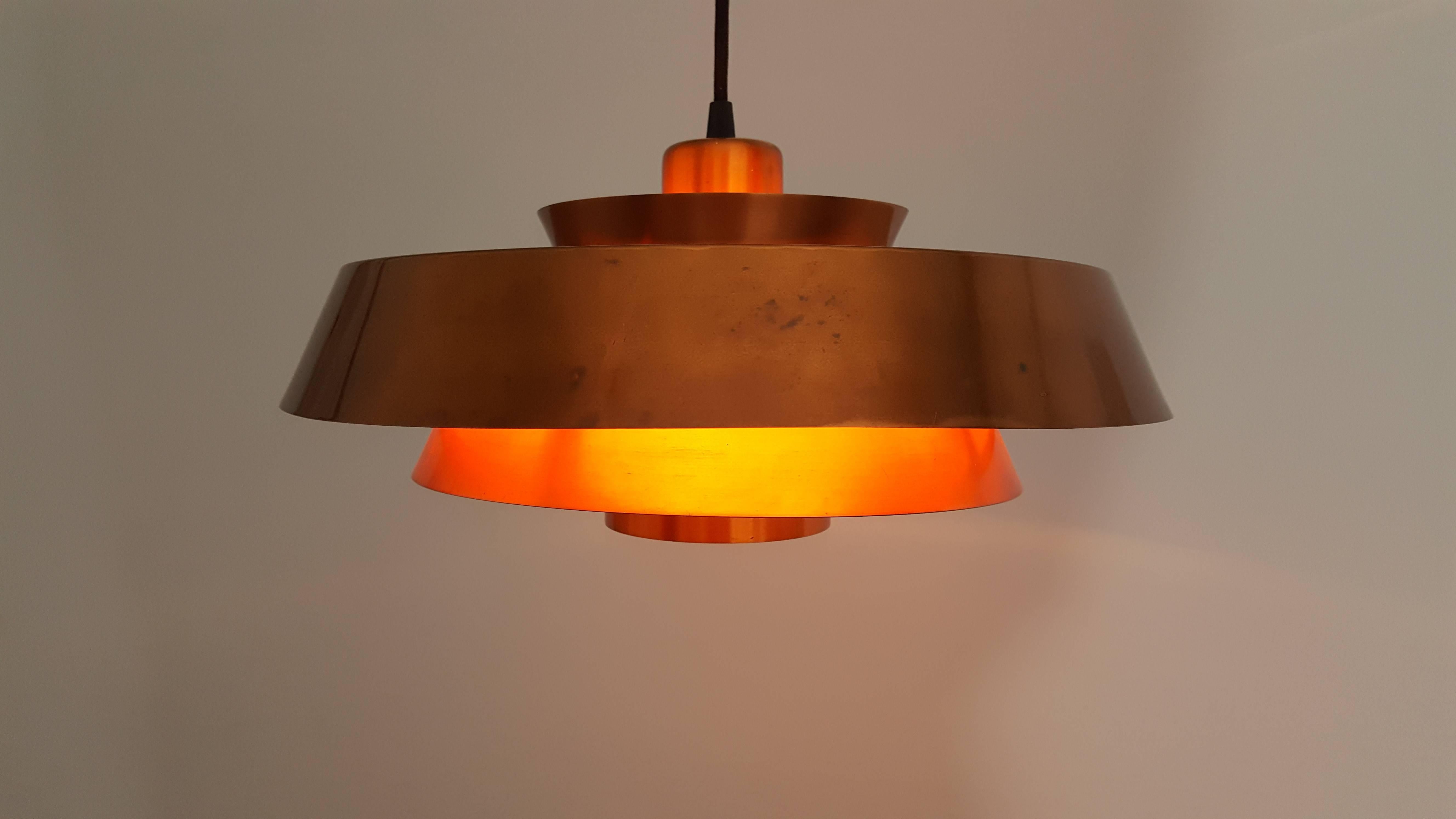 20th Century Jo Hammerborg Nova Pendant Light in Copper for Fog & Mørup Denmark, 1960s