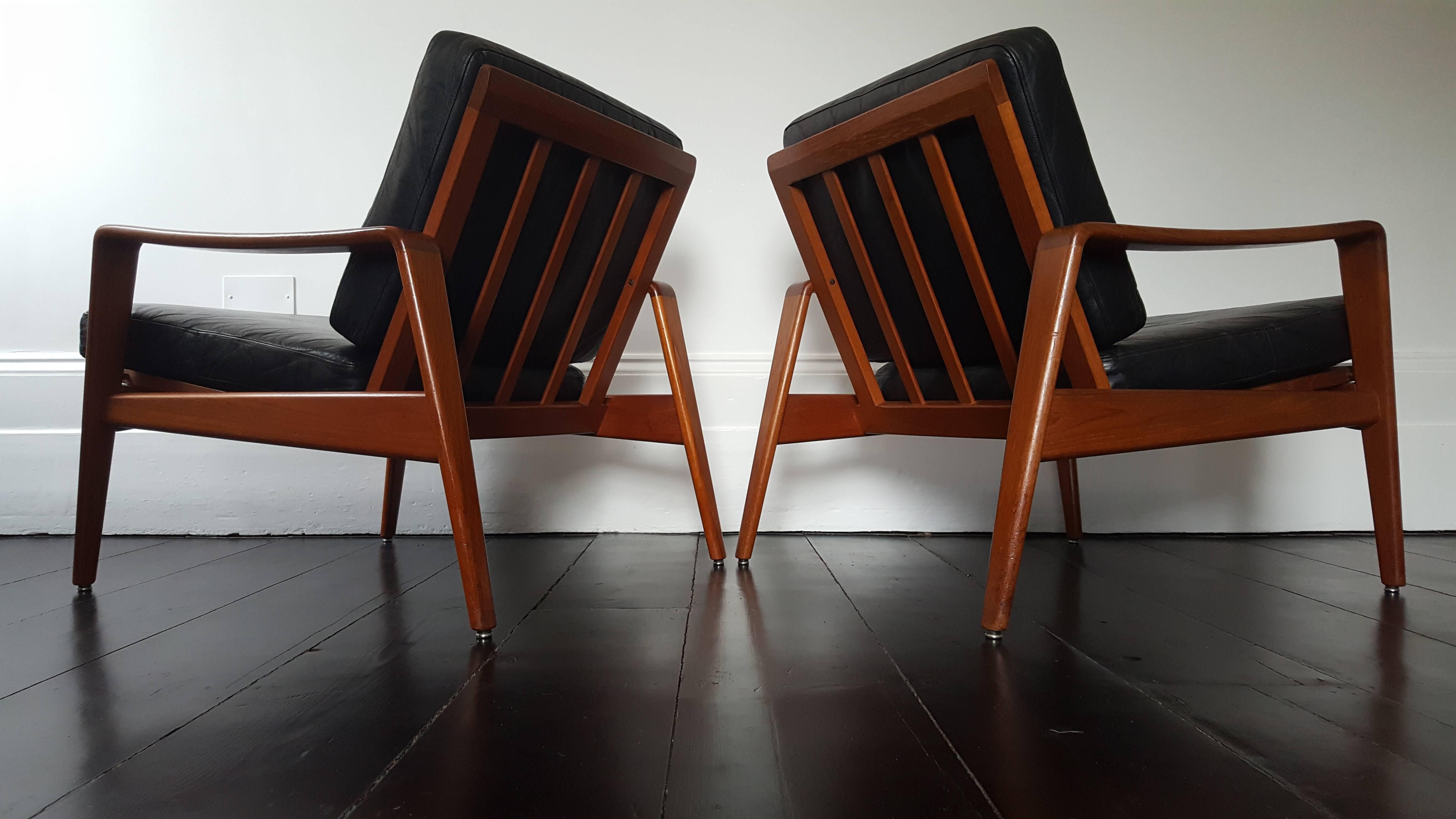 Arne Wahl Iversen Lounge-Chairs, Manufactured by Komfort, Denmark, 1960s 1