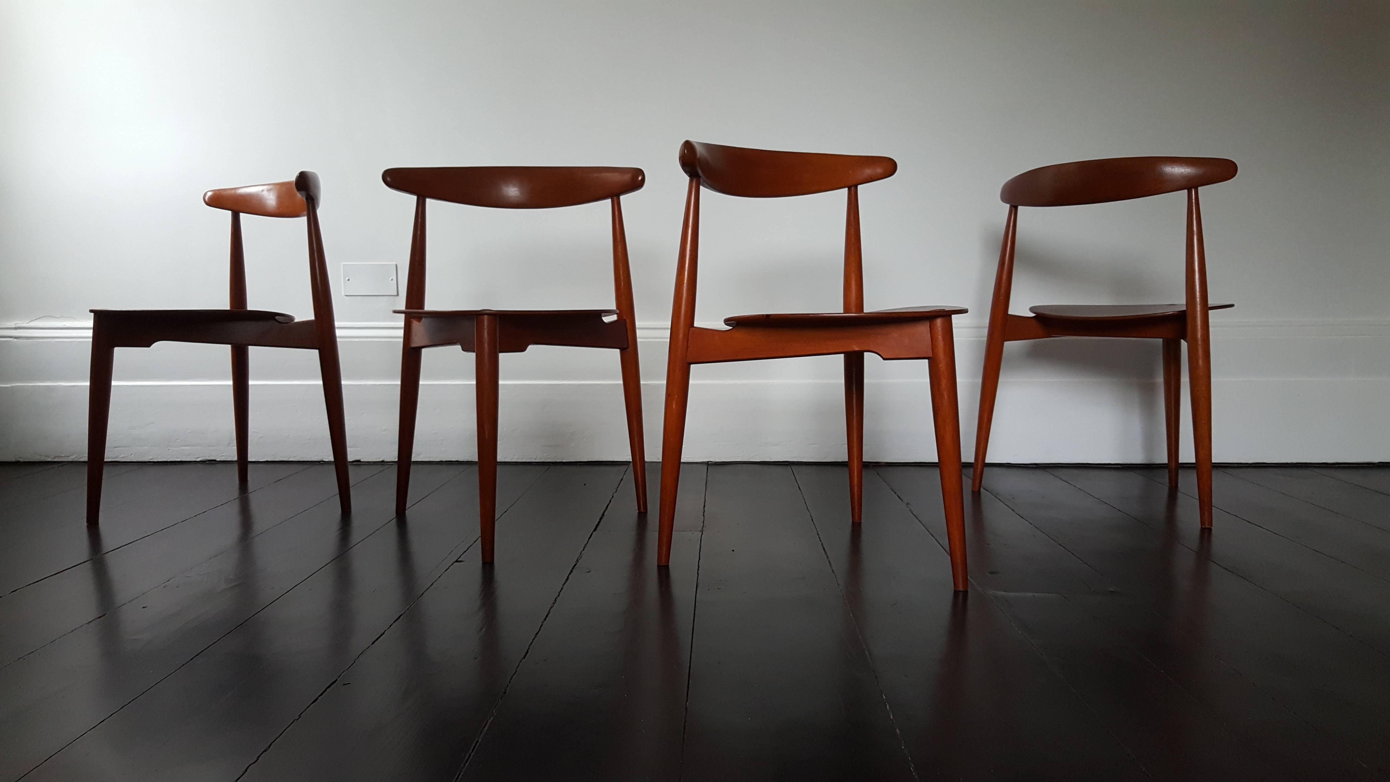 20th Century Set of Four Hans J. Wegner 'Heart' Chairs for Fritz Hansen