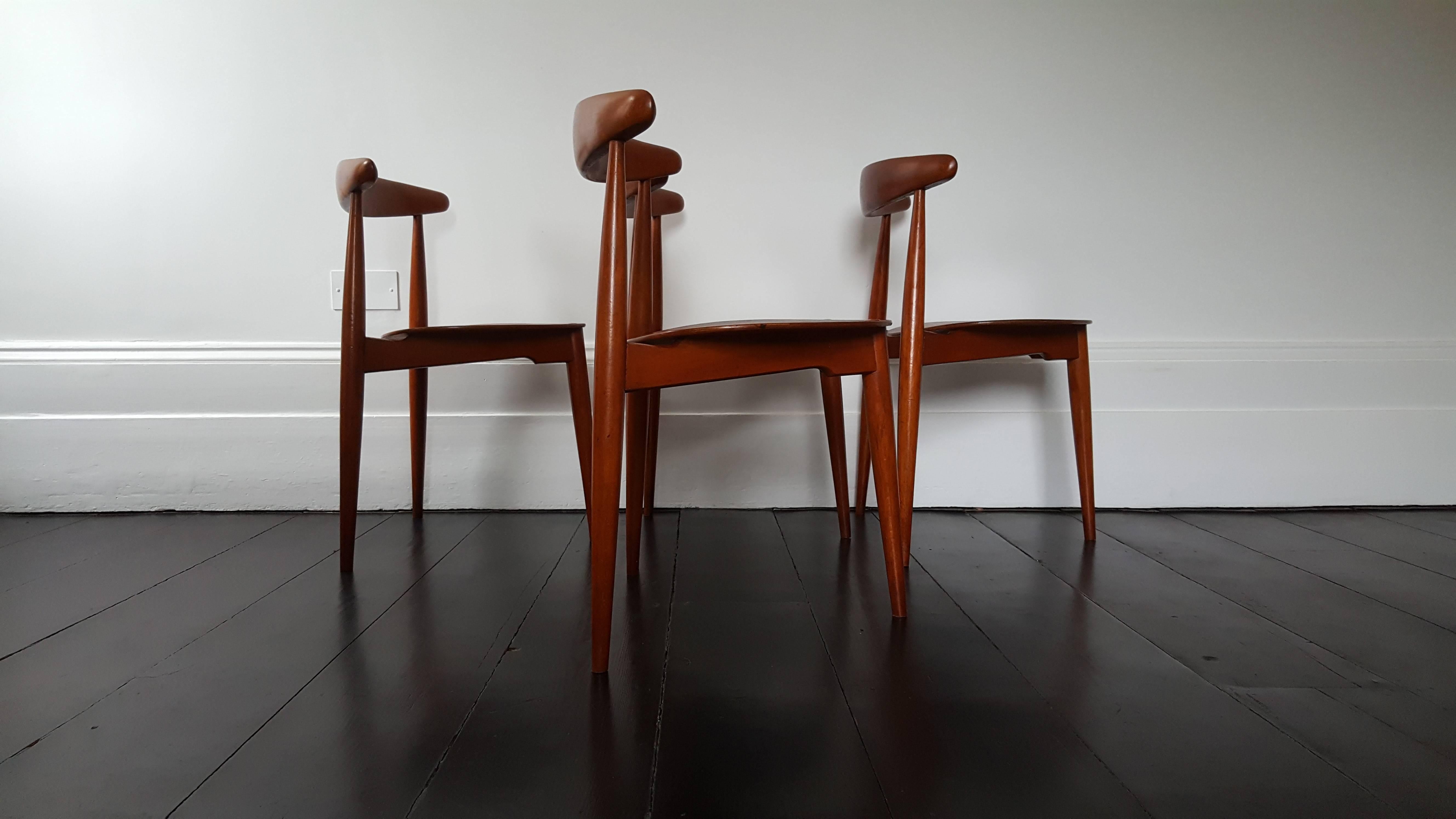 Danish Set of Four Hans J. Wegner 'Heart' Chairs for Fritz Hansen
