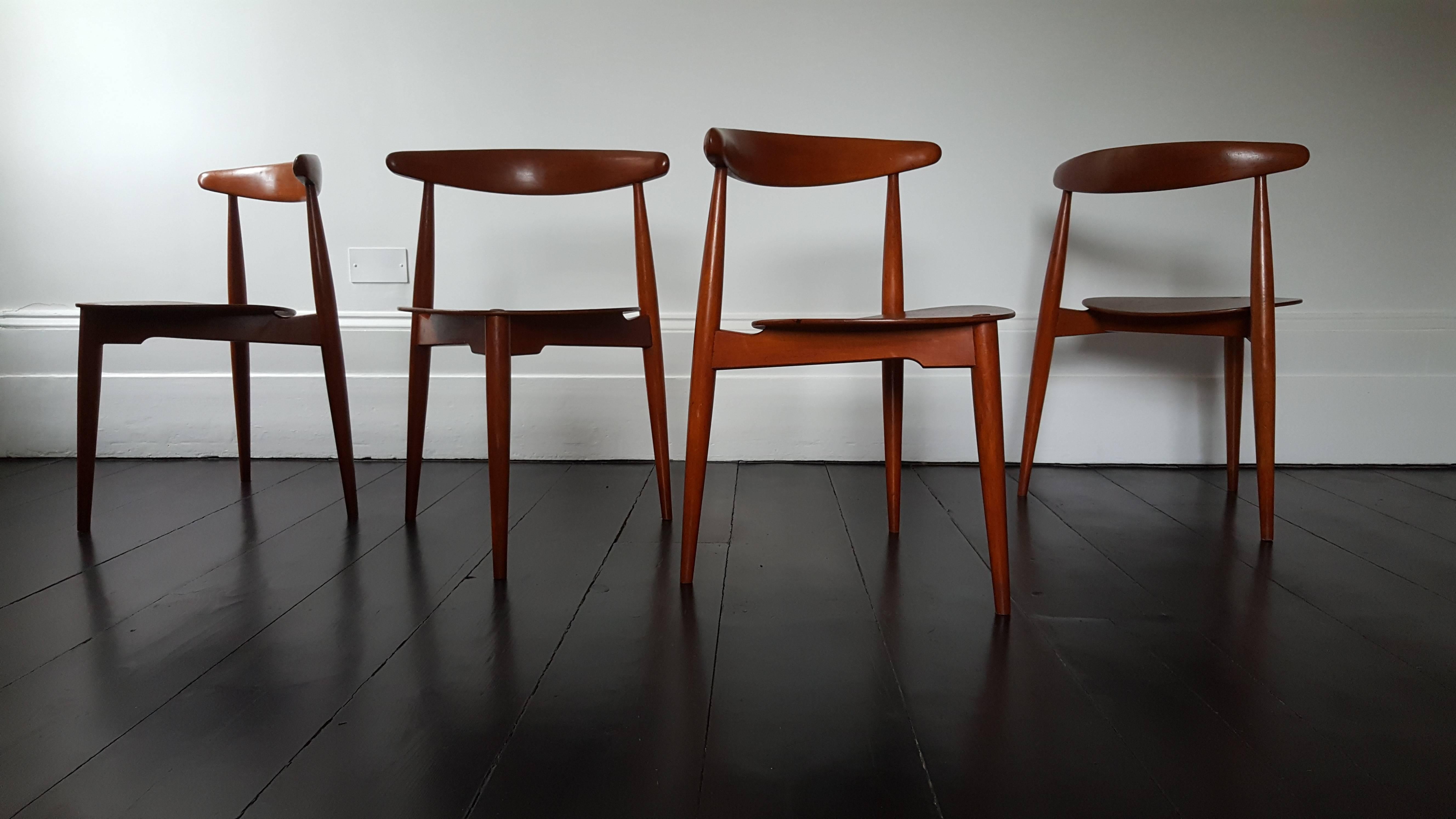 Set of Four Hans J. Wegner 'Heart' Chairs for Fritz Hansen 1