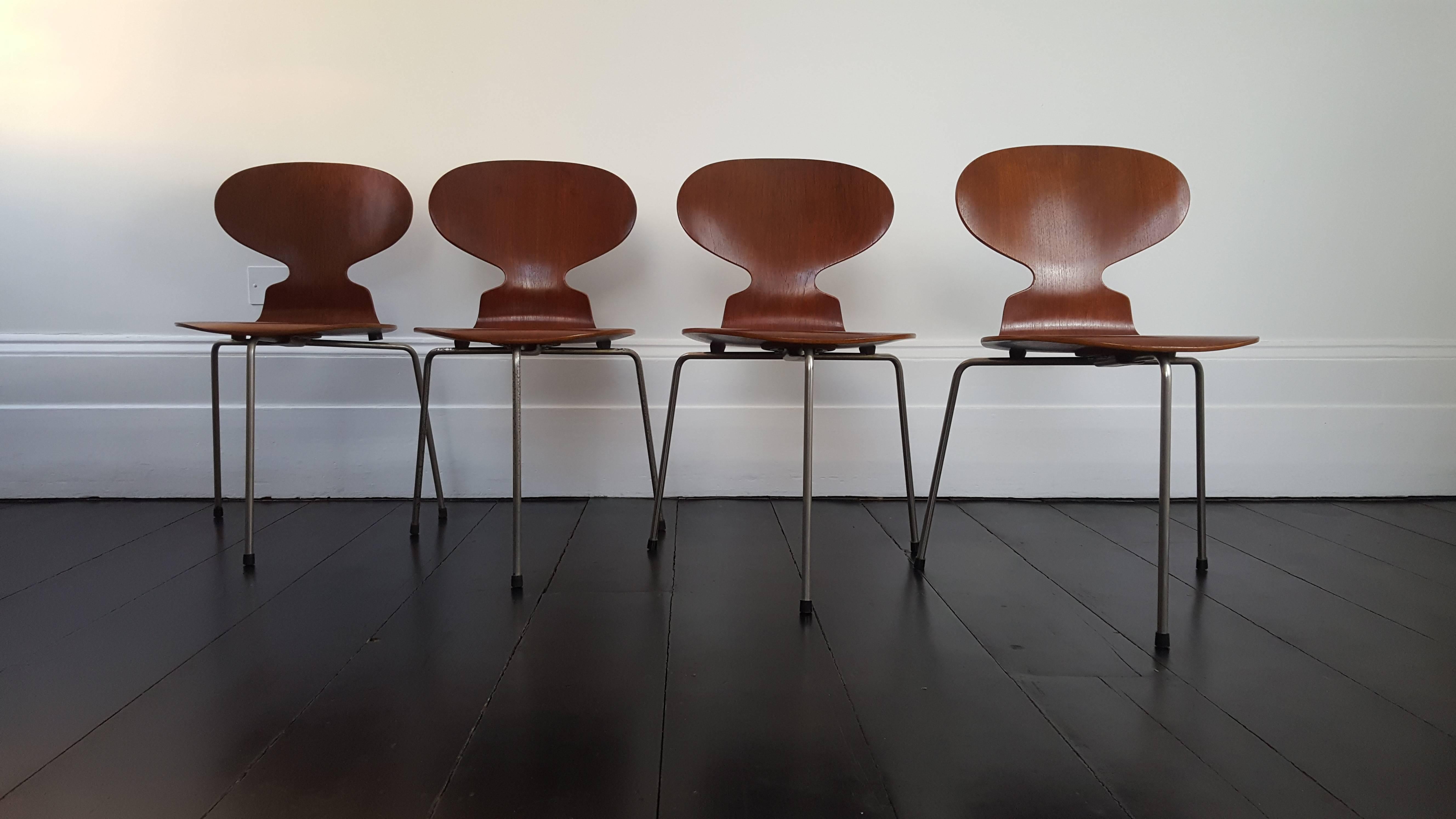 Mid-Century Modern Early Model 3100 'Ant' Chairs by Arne Jacobsen for Fritz Hansen, Designed 1952