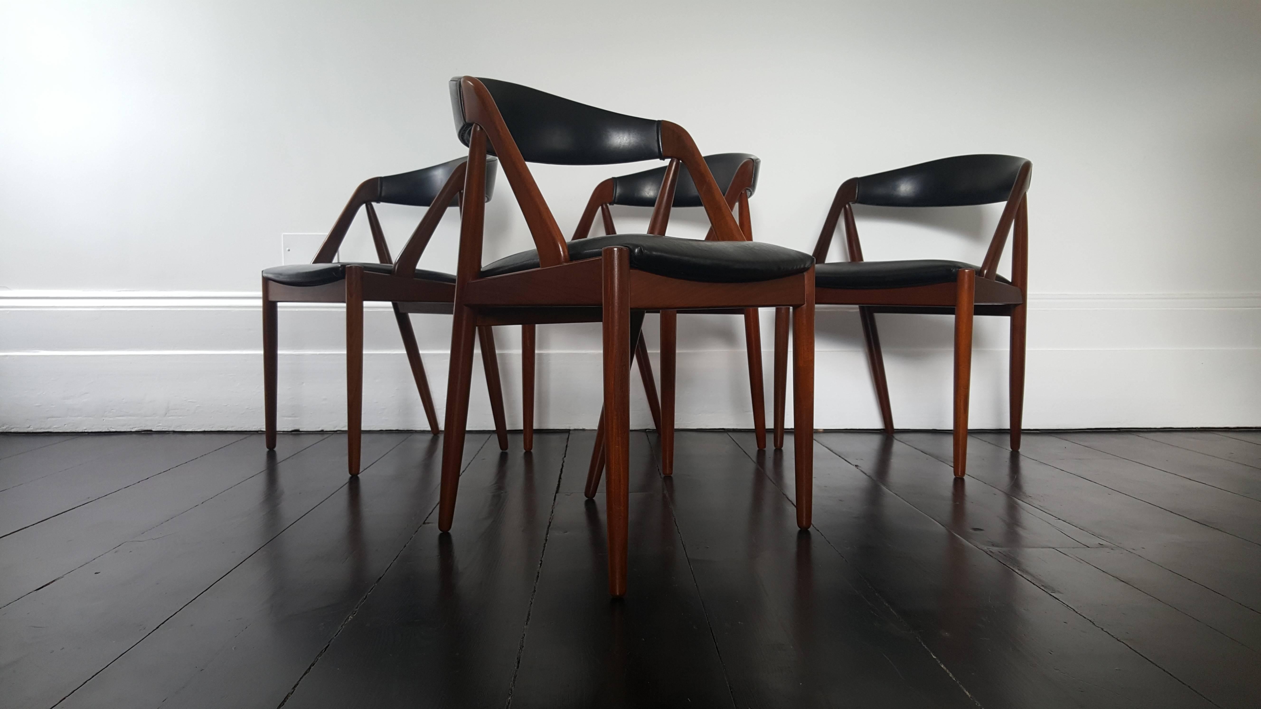 20th Century Four Kai Kristiansen Model 31 Teak 'A' Frame Dining Chairs for Schou Andersen