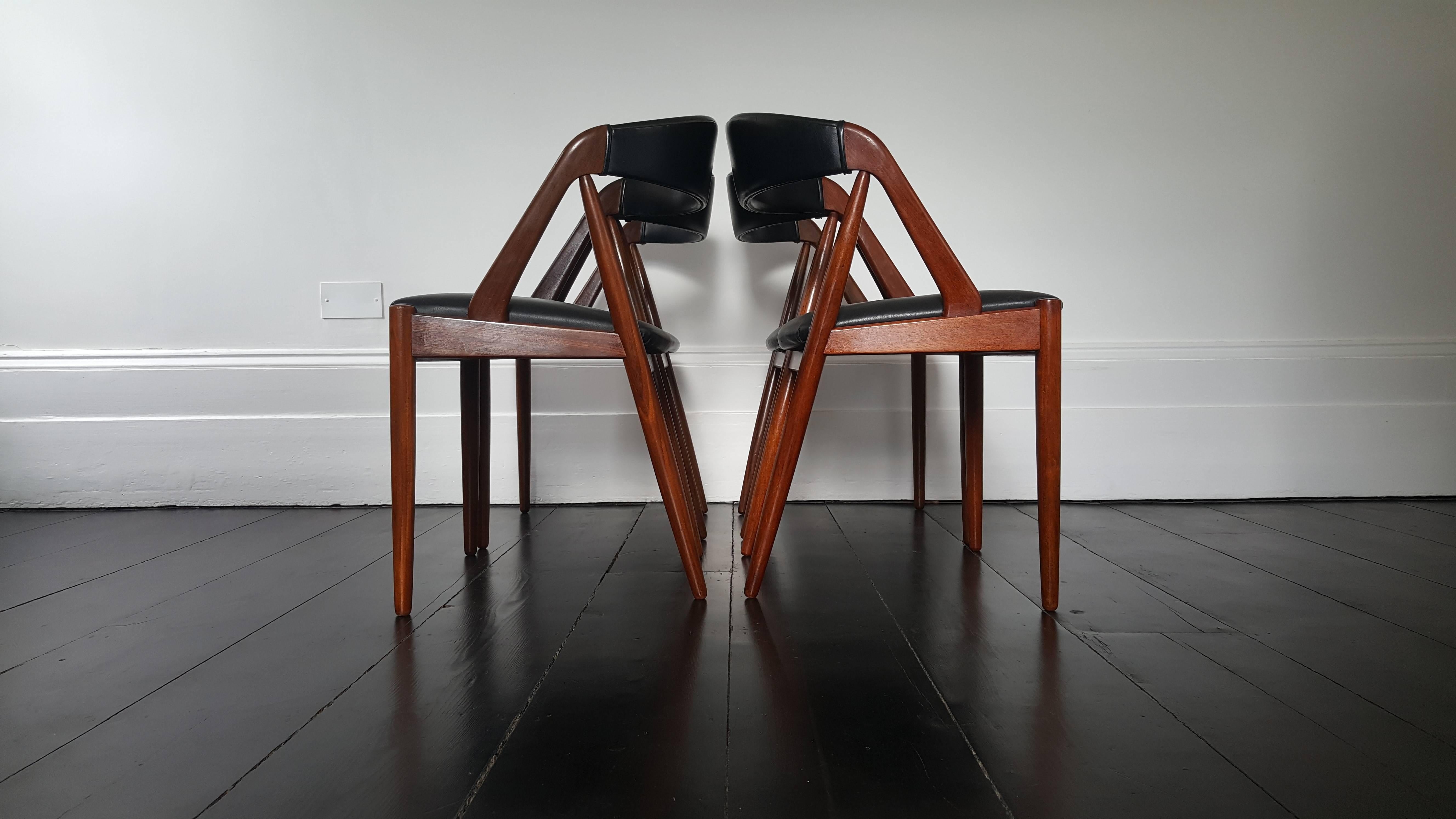 Four Kai Kristiansen Model 31 Teak 'A' Frame Dining Chairs for Schou Andersen 1