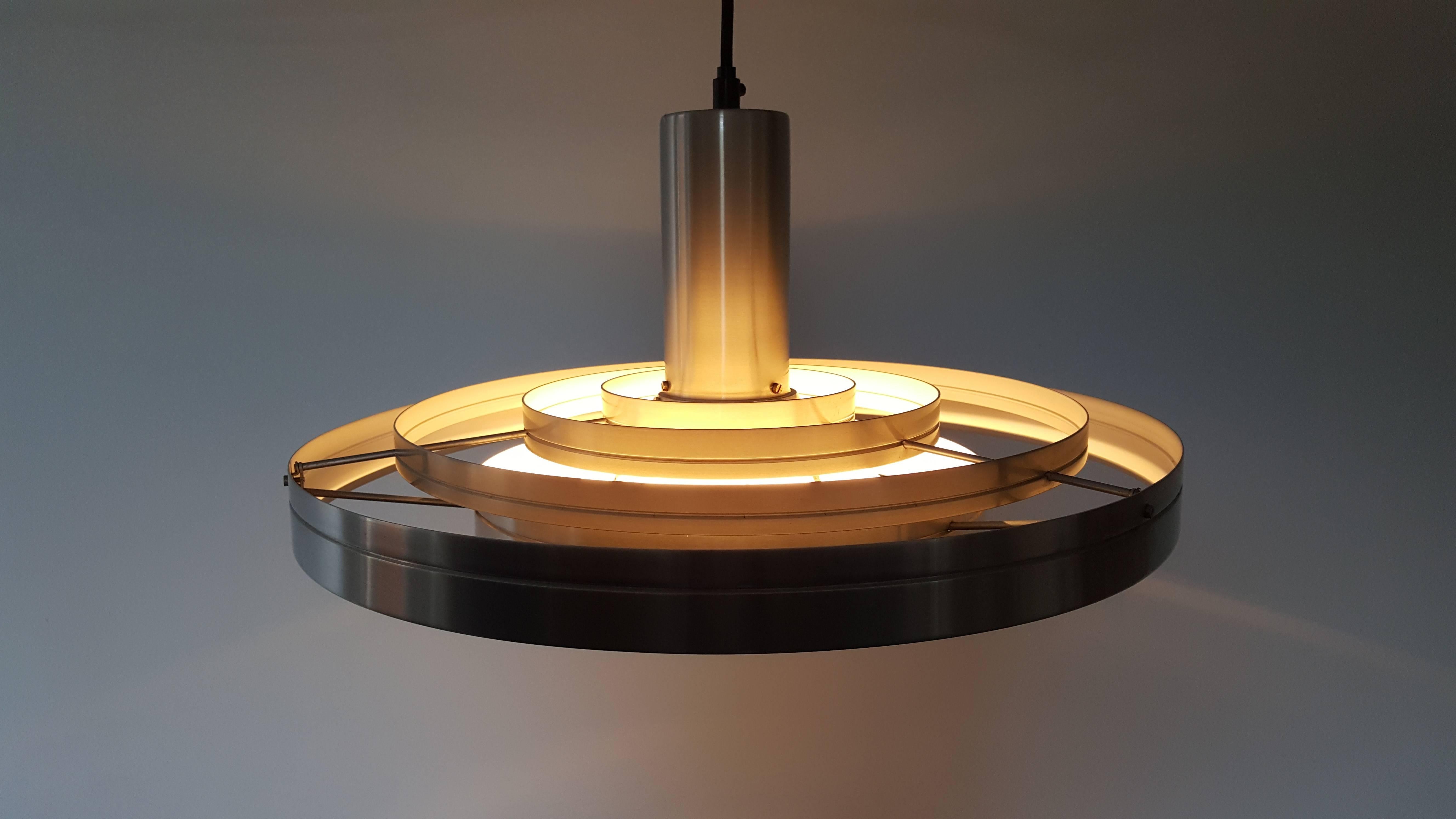 Sophus Frandsen Aluminium Fibonacci Pendant Light for Fog & Mørup Denmark, 1963 In Good Condition In Hitchin, England