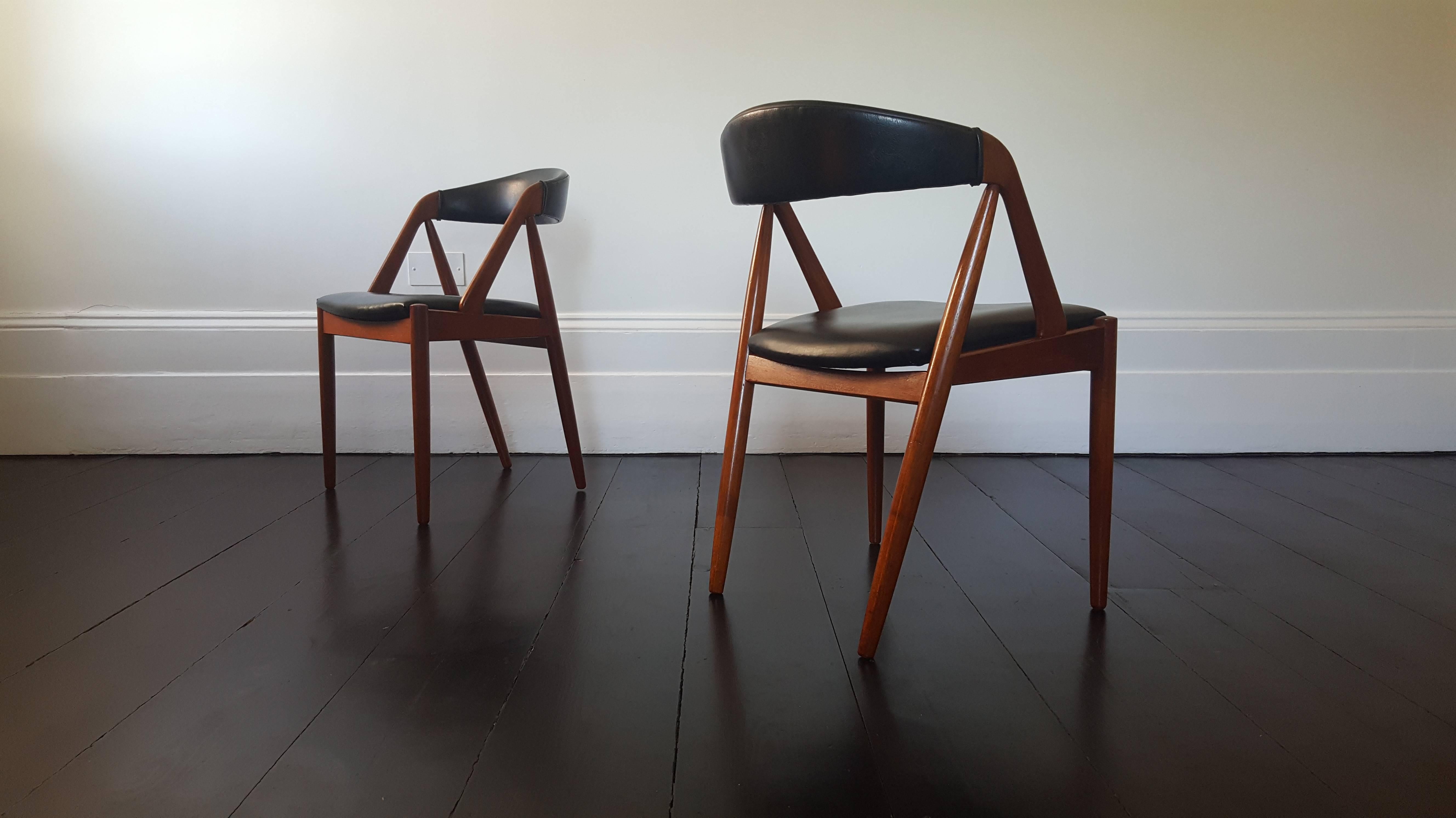 Mid-Century Modern Pair of Kai Kristiansen Model 31 Teak 'A' Frame Chair for Schou Andersen, 1960s