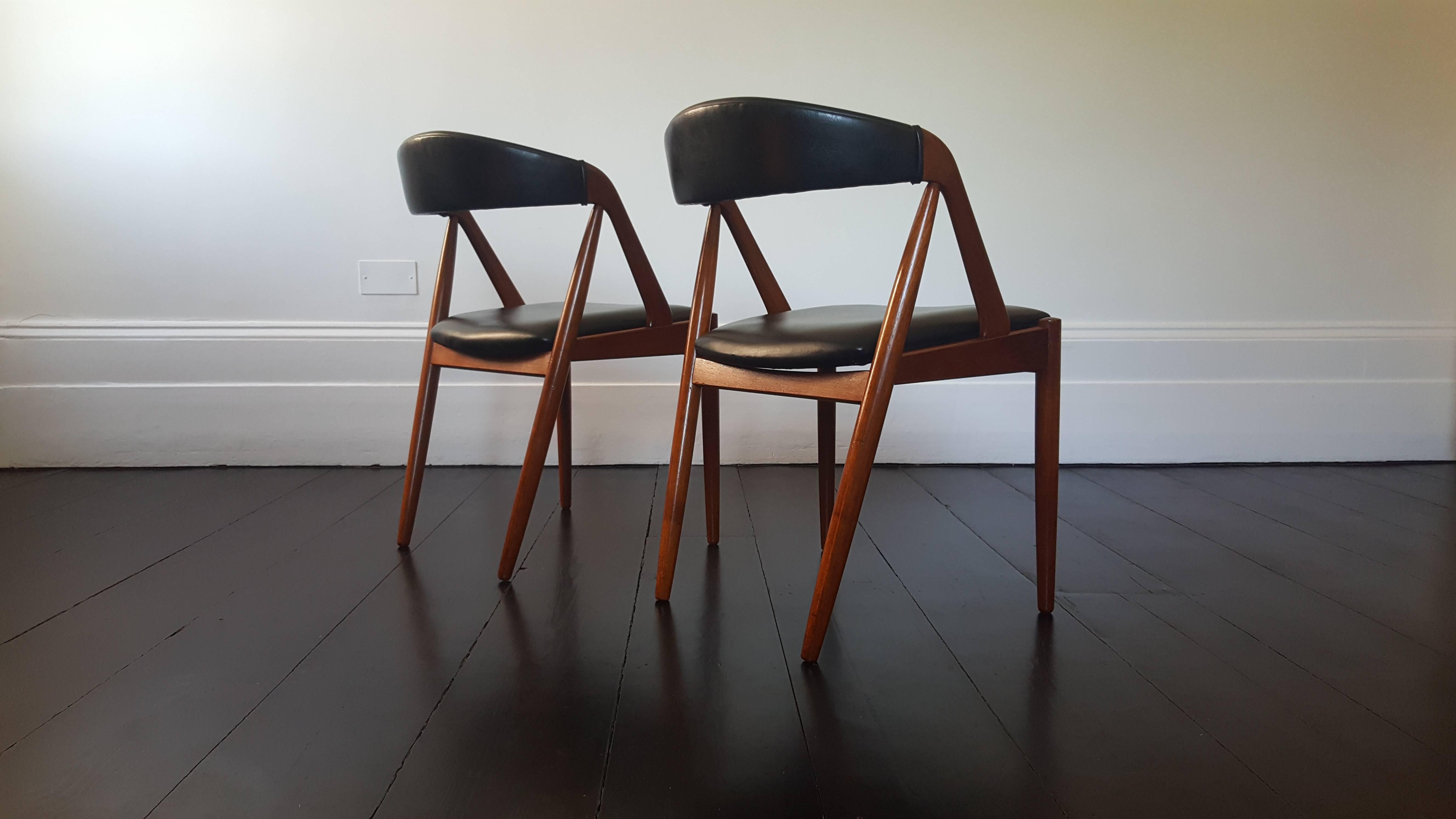 Danish Pair of Kai Kristiansen Model 31 Teak 'A' Frame Chair for Schou Andersen, 1960s