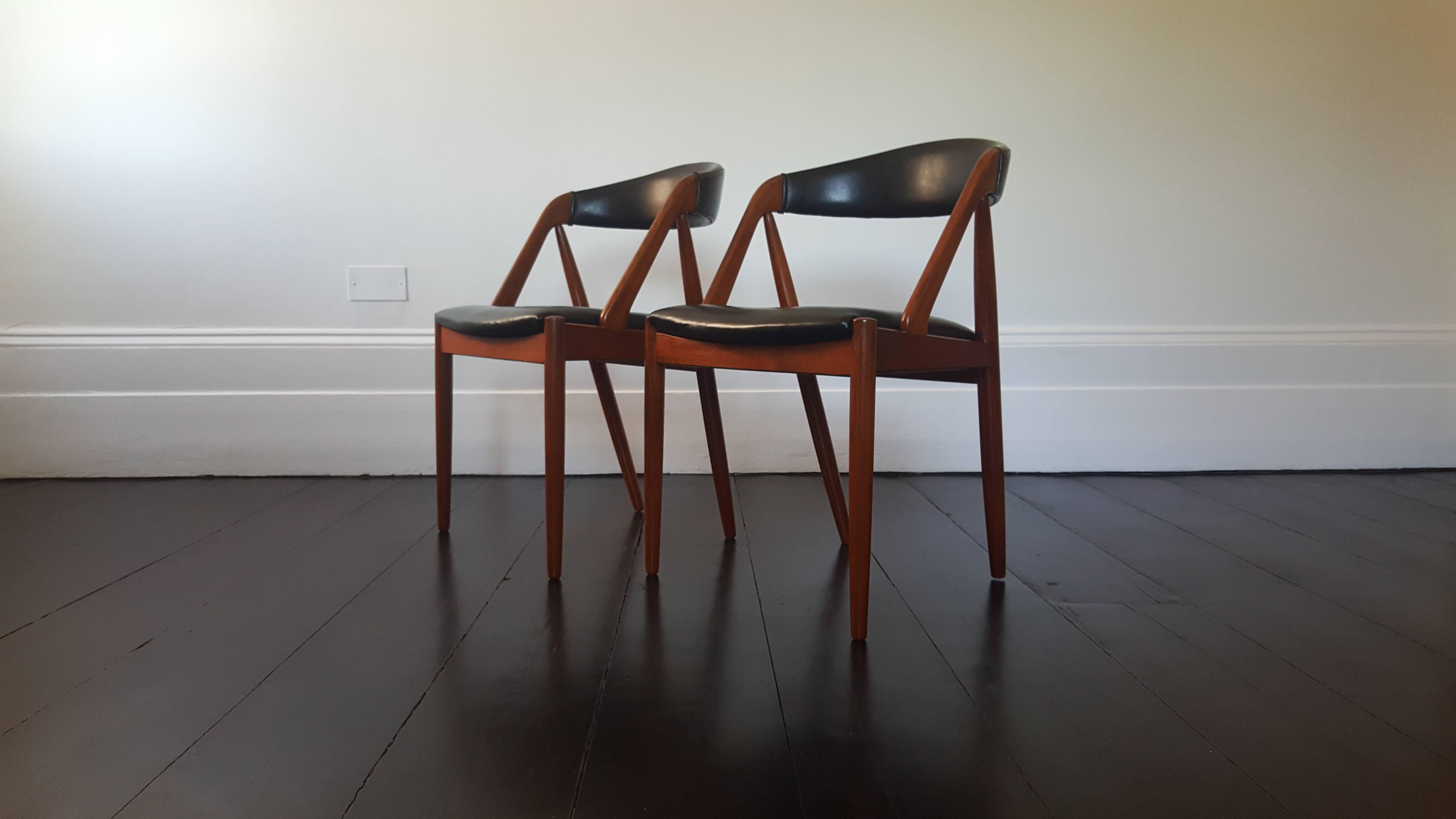 Pair of Kai Kristiansen Model 31 Teak 'A' Frame Chair for Schou Andersen, 1960s In Good Condition In London Road, Baldock, Hertfordshire