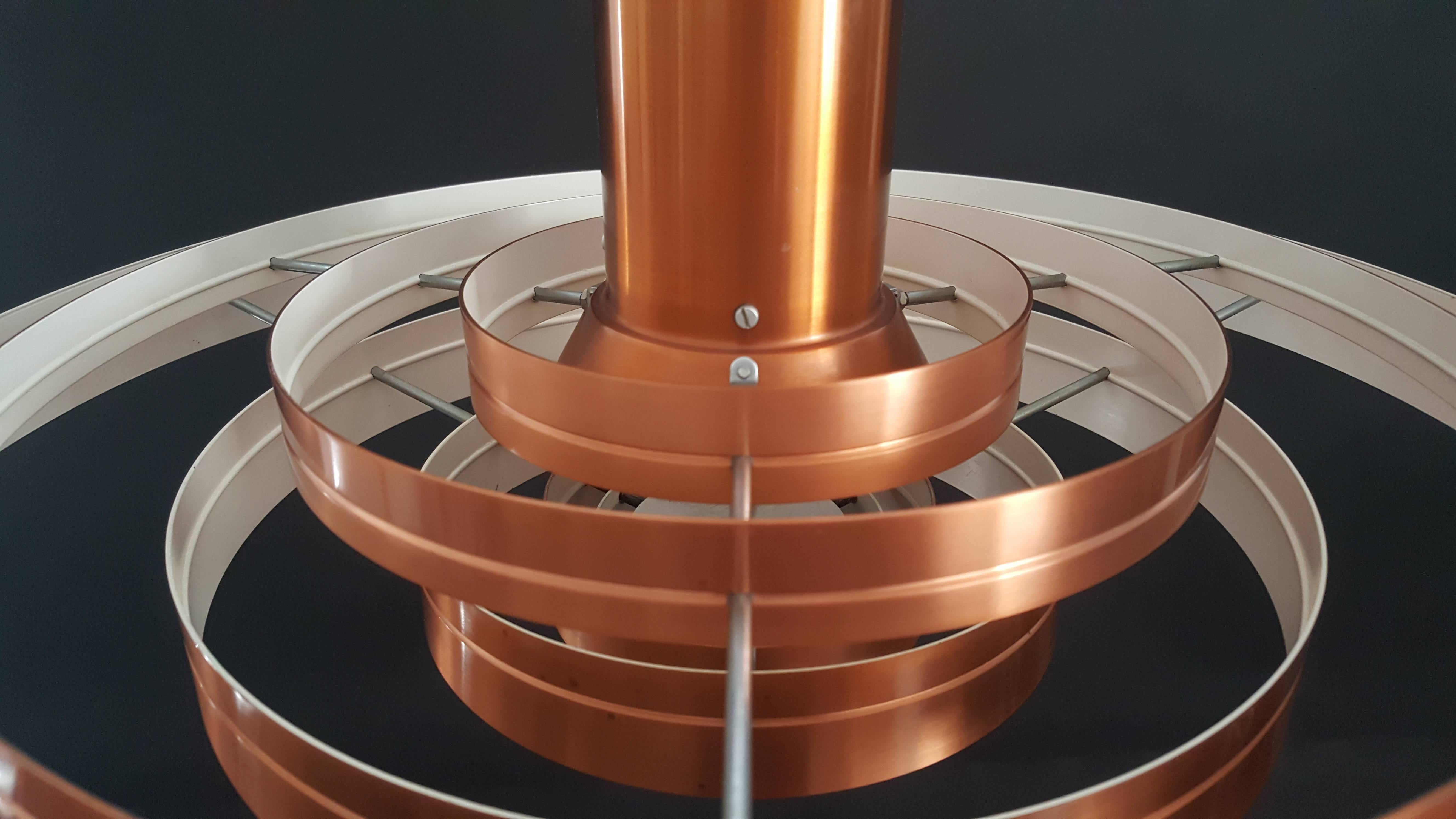 Mid-Century Modern Sophus Frandsen Copper Fibonacci Pendant Light for Fog & Mørup, Denmark, 1963