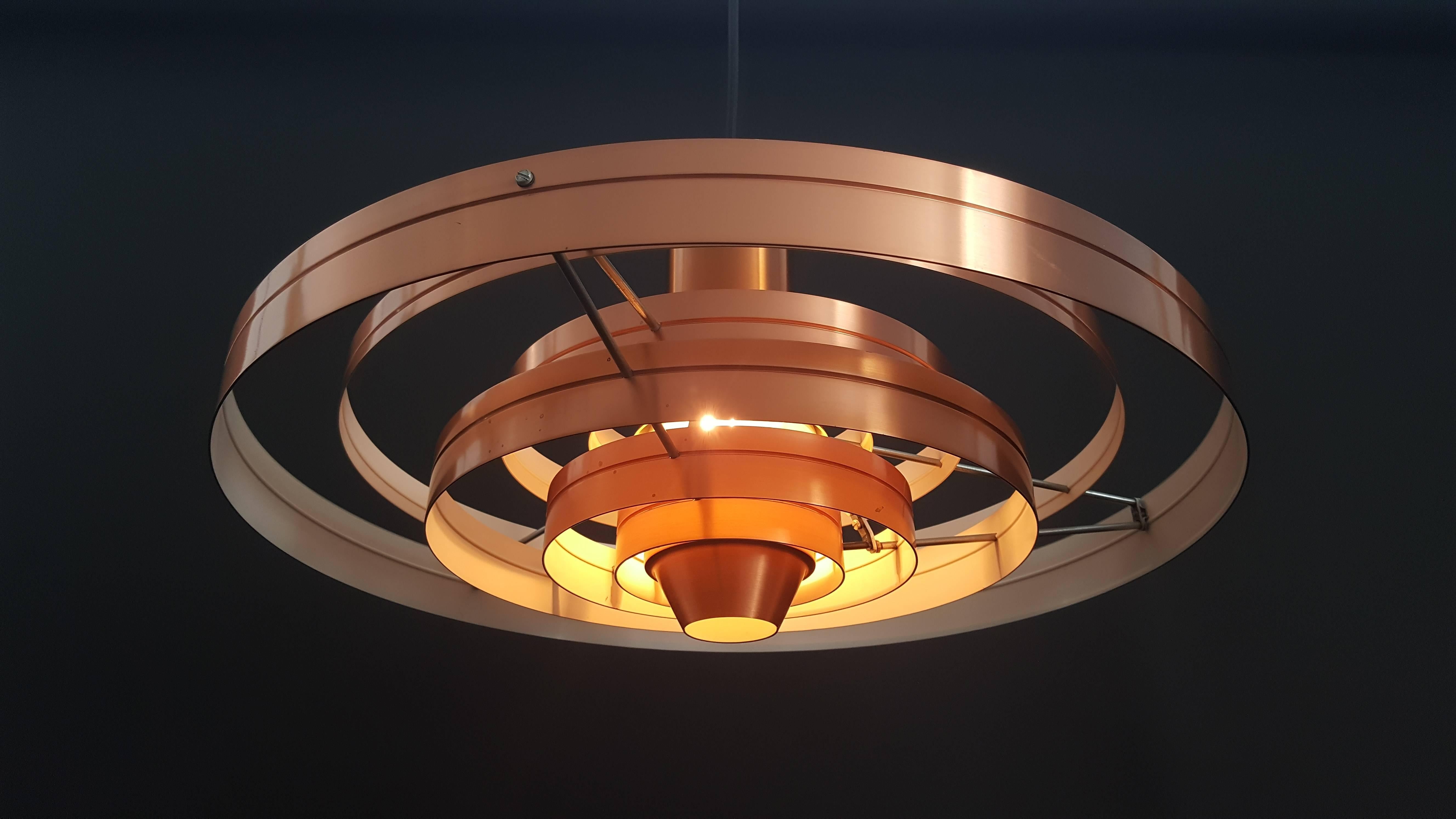 Danish Sophus Frandsen Copper Fibonacci Pendant Light for Fog & Mørup, Denmark, 1963