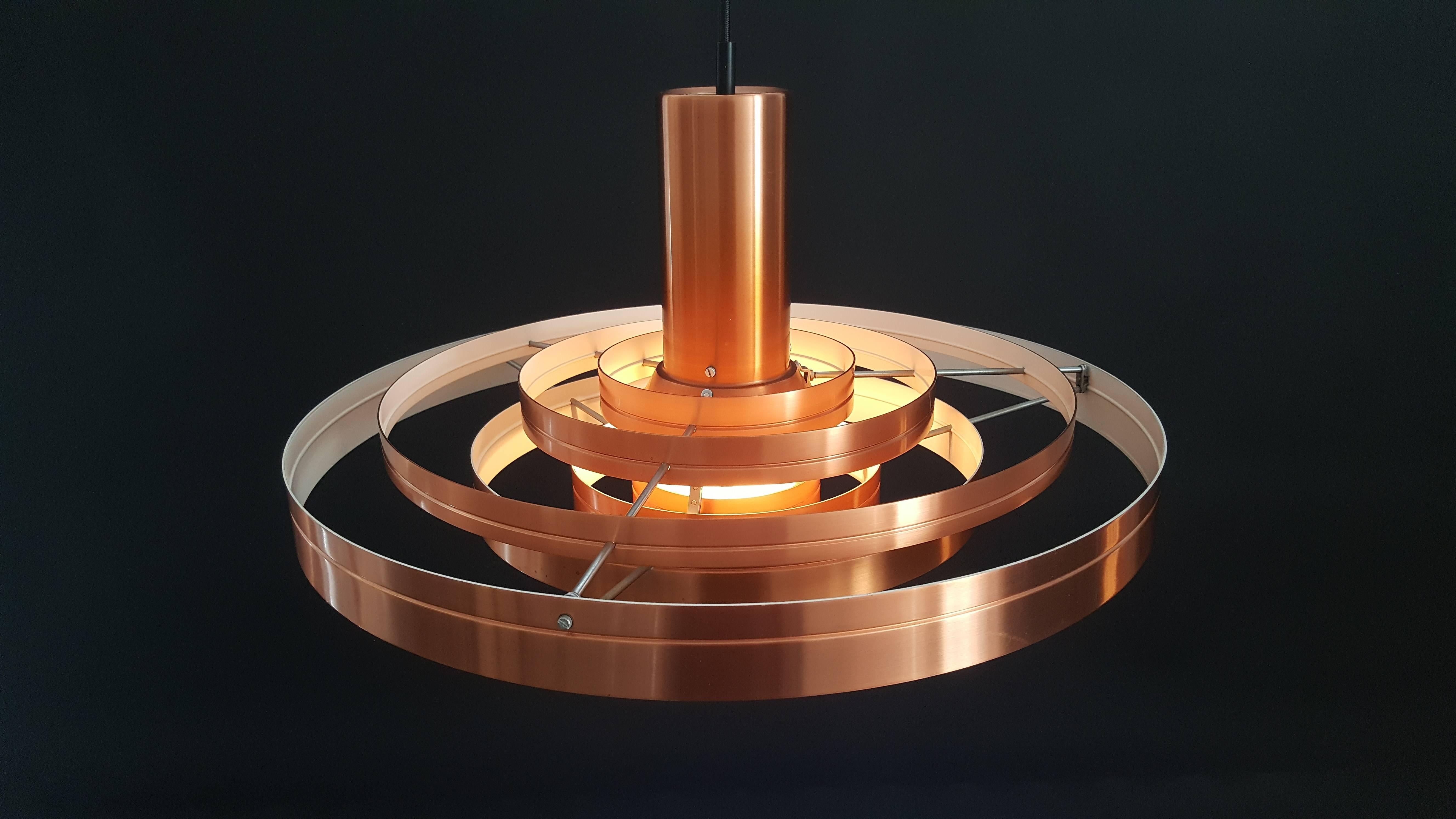 Sophus Frandsen Copper Fibonacci Pendant Light for Fog & Mørup, Denmark, 1963 2