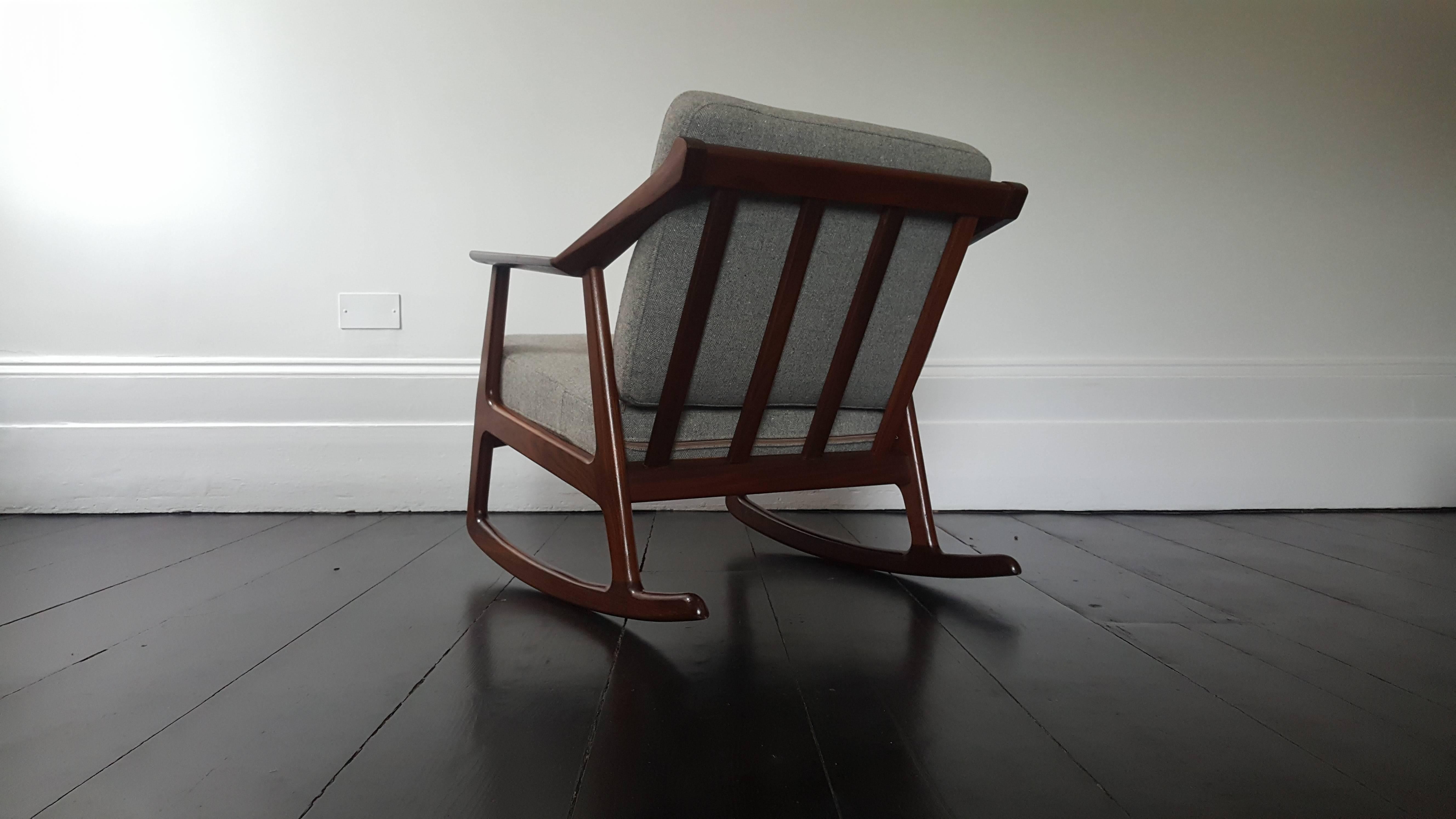 Wool Mid-Century Rocker Designed by H. Brockmann-Petersen