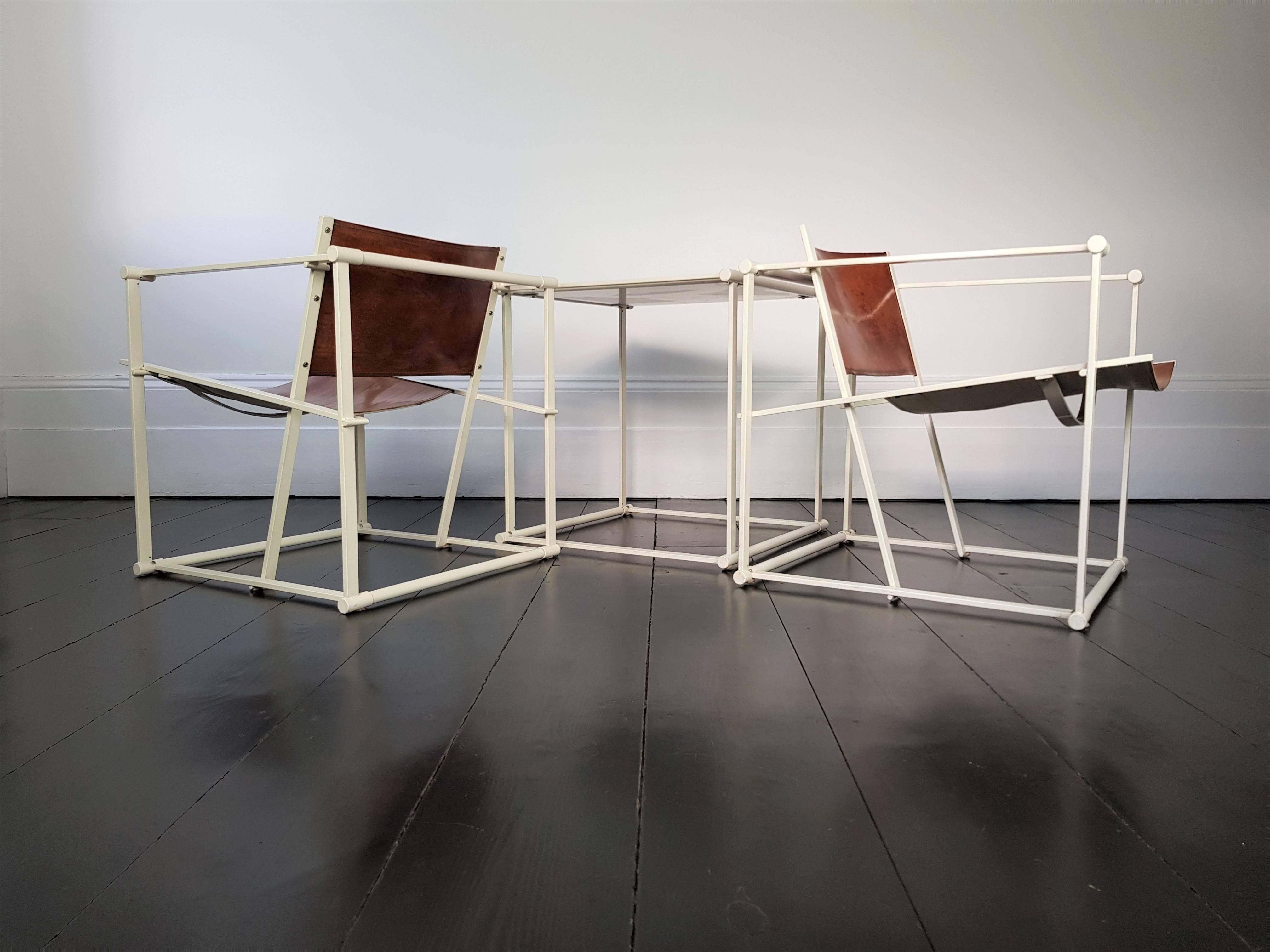 Steel Pair of FM62 Chairs and Side Table by Radboud Van Beekum for Pastoe