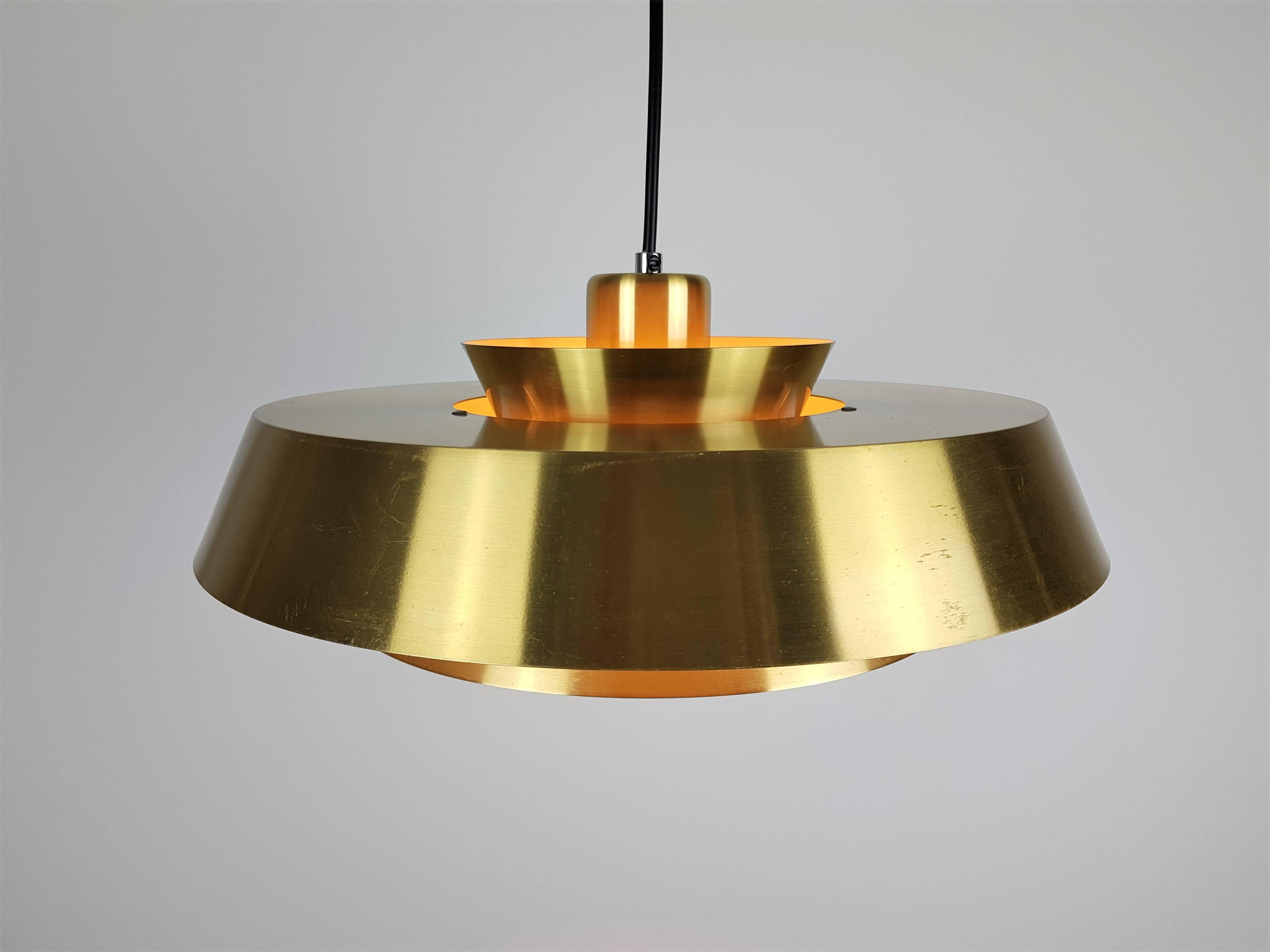 Scandinavian Modern Jo Hammerborg Nova Pendant Light in Brass for Fog & Mørup, Denmark, 1960s