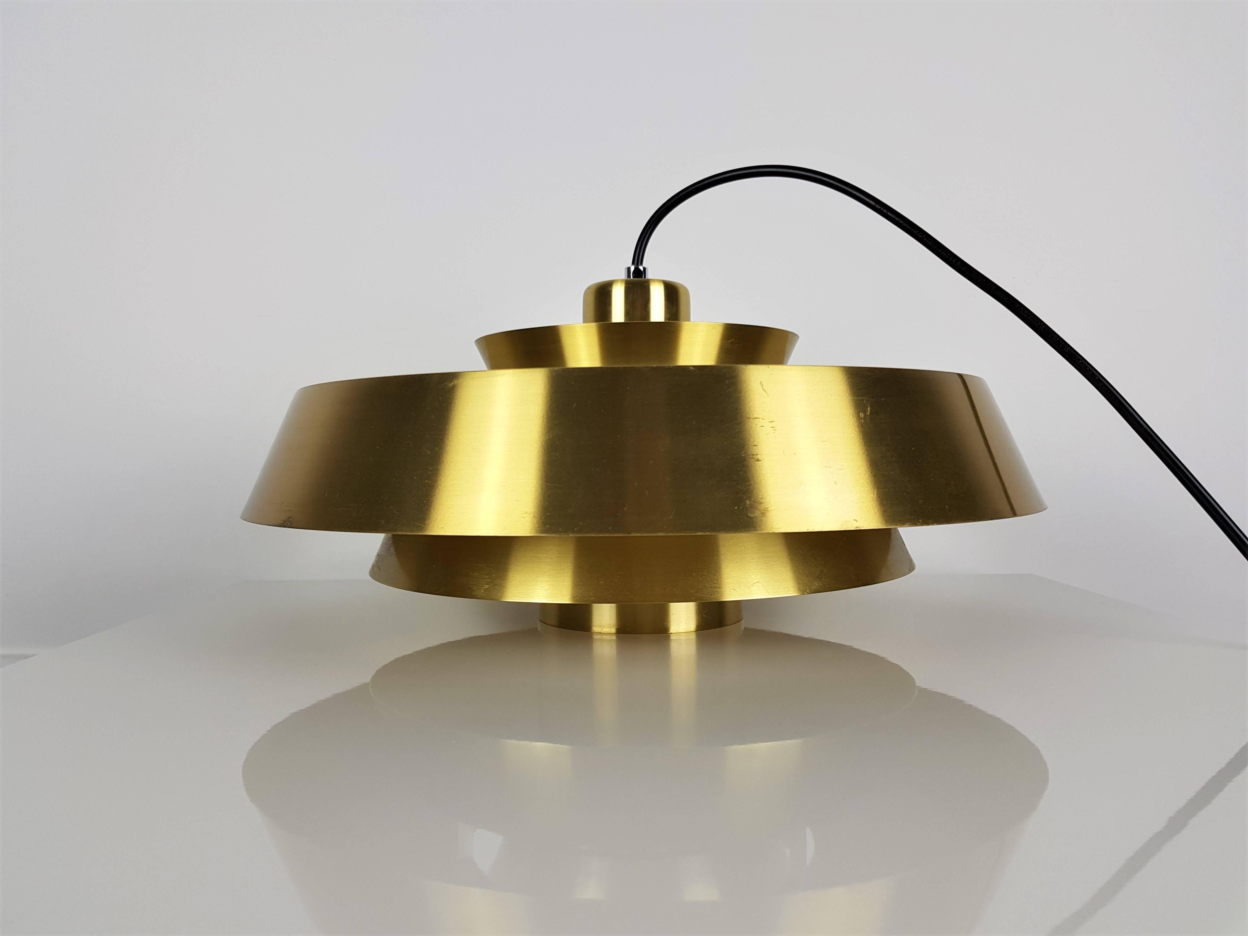 Jo Hammerborg Nova Pendant Light in Brass for Fog & Mørup, Denmark, 1960s 3