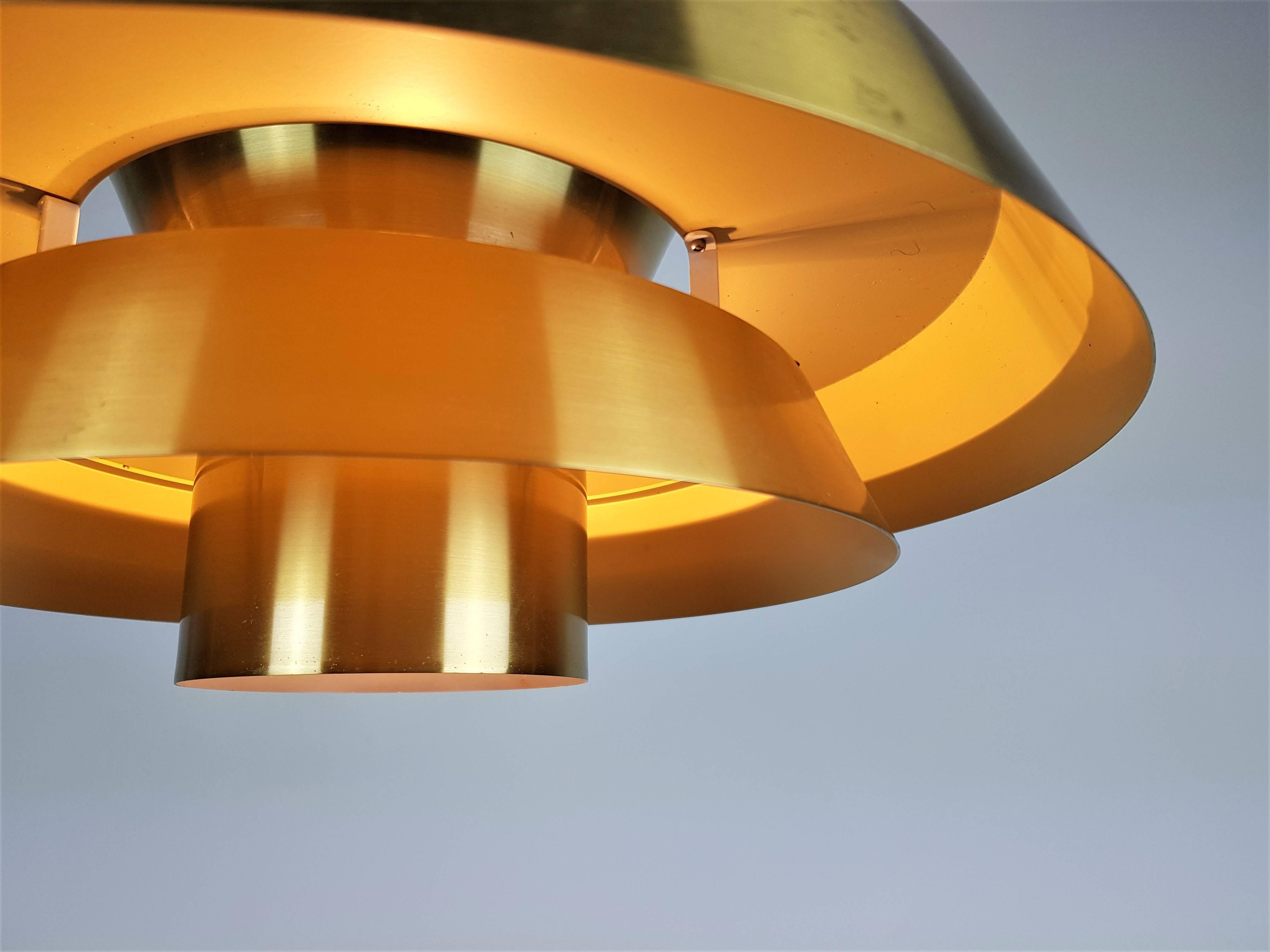 Danish Jo Hammerborg Nova Pendant Light in Brass for Fog & Mørup, Denmark, 1960s