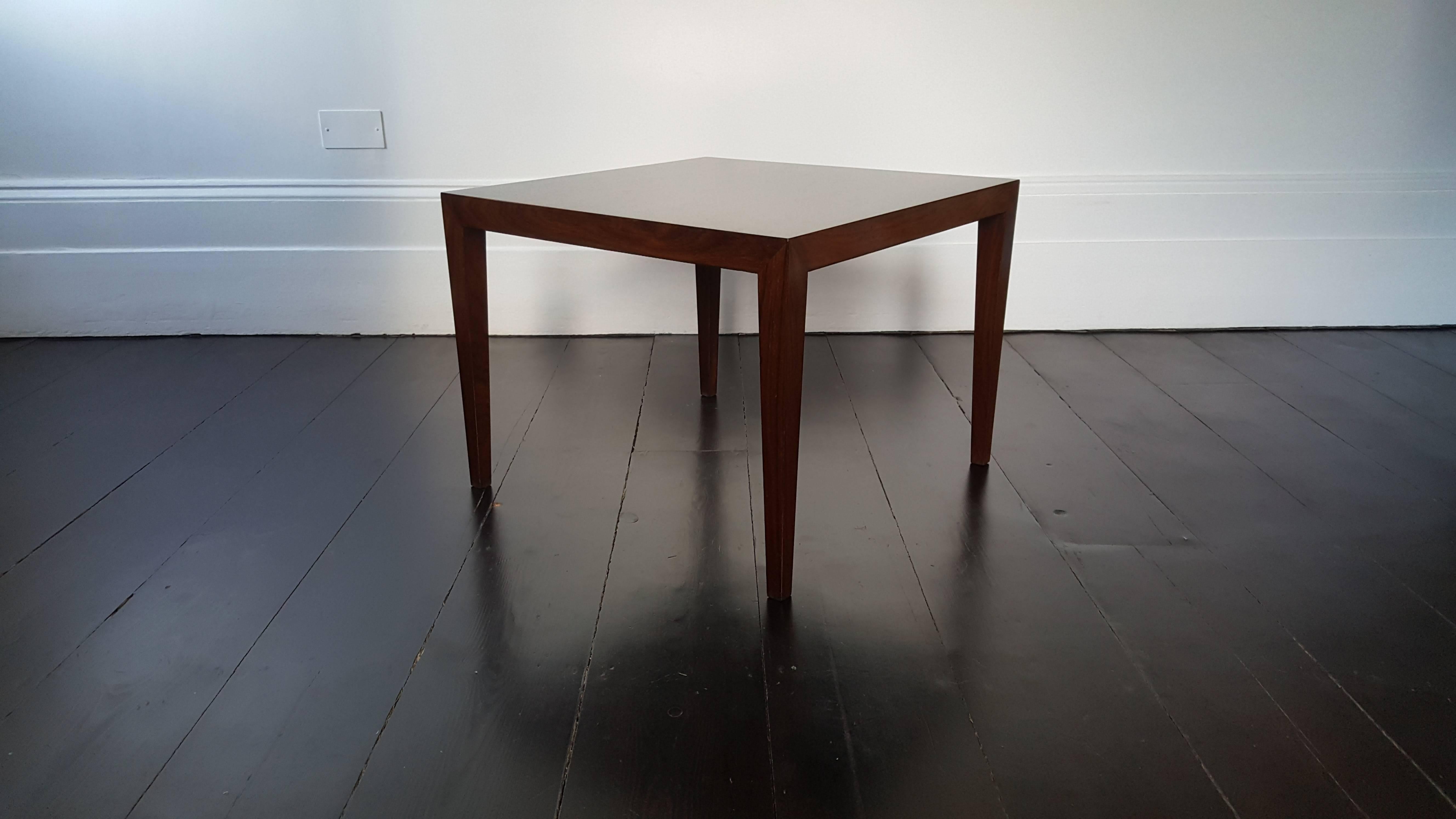 Severin Hansen designed Rosewood coffee/side for Haslev Mobelsnedkeri in Denmark, 1960s. 

Angular form makes for a beautiful minimal table whilst having plenty of impact.

We provide very competitive global shipping rates per your requirements