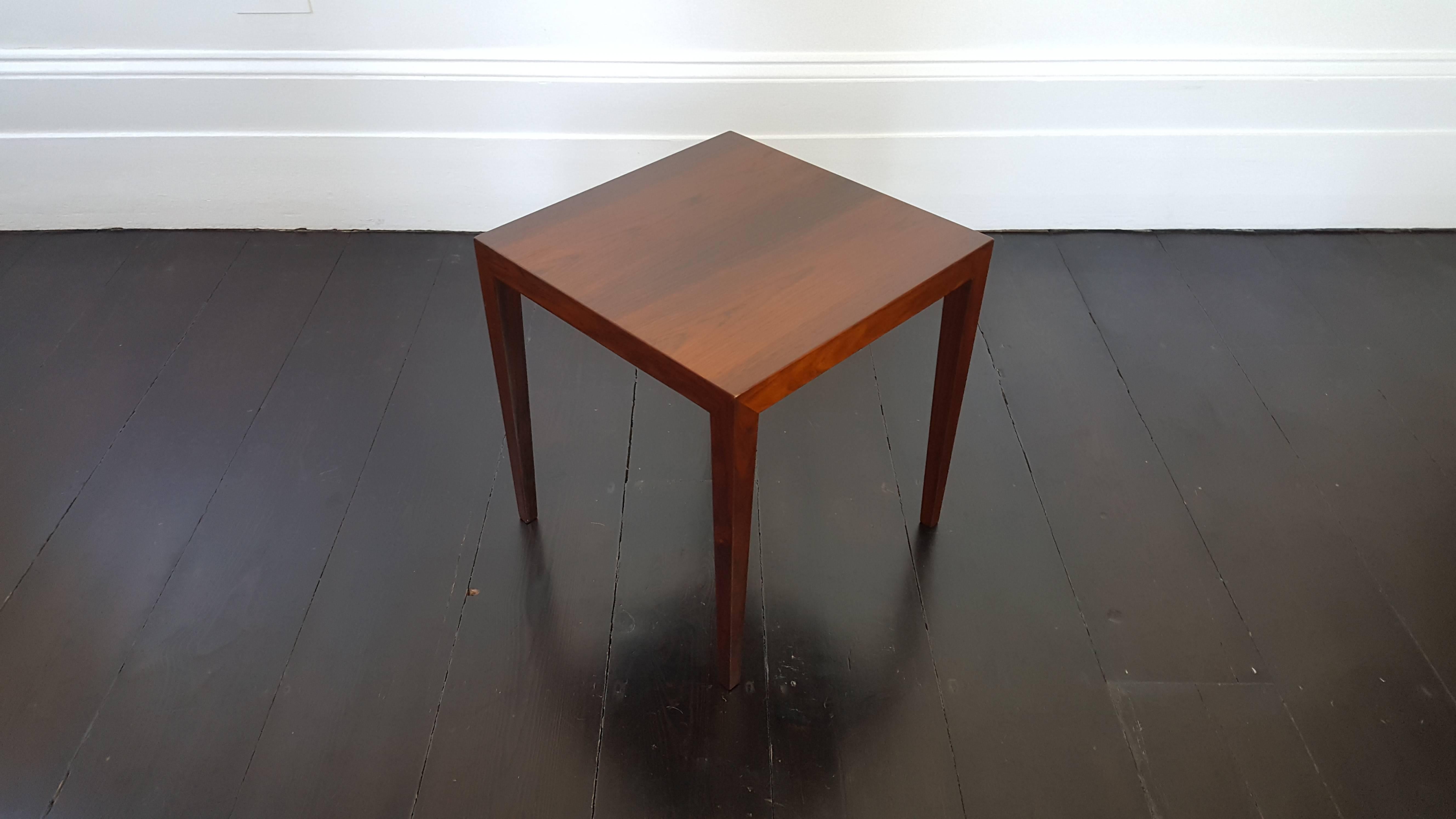 Severin Hansen designed Rosewood coffee/side for Haslev Mobelsnedkeri in Denmark, 1960s.

Angular form makes for a beautiful minimal table whilst having plenty of visual impact.

We provide very competitive global shipping rates per your