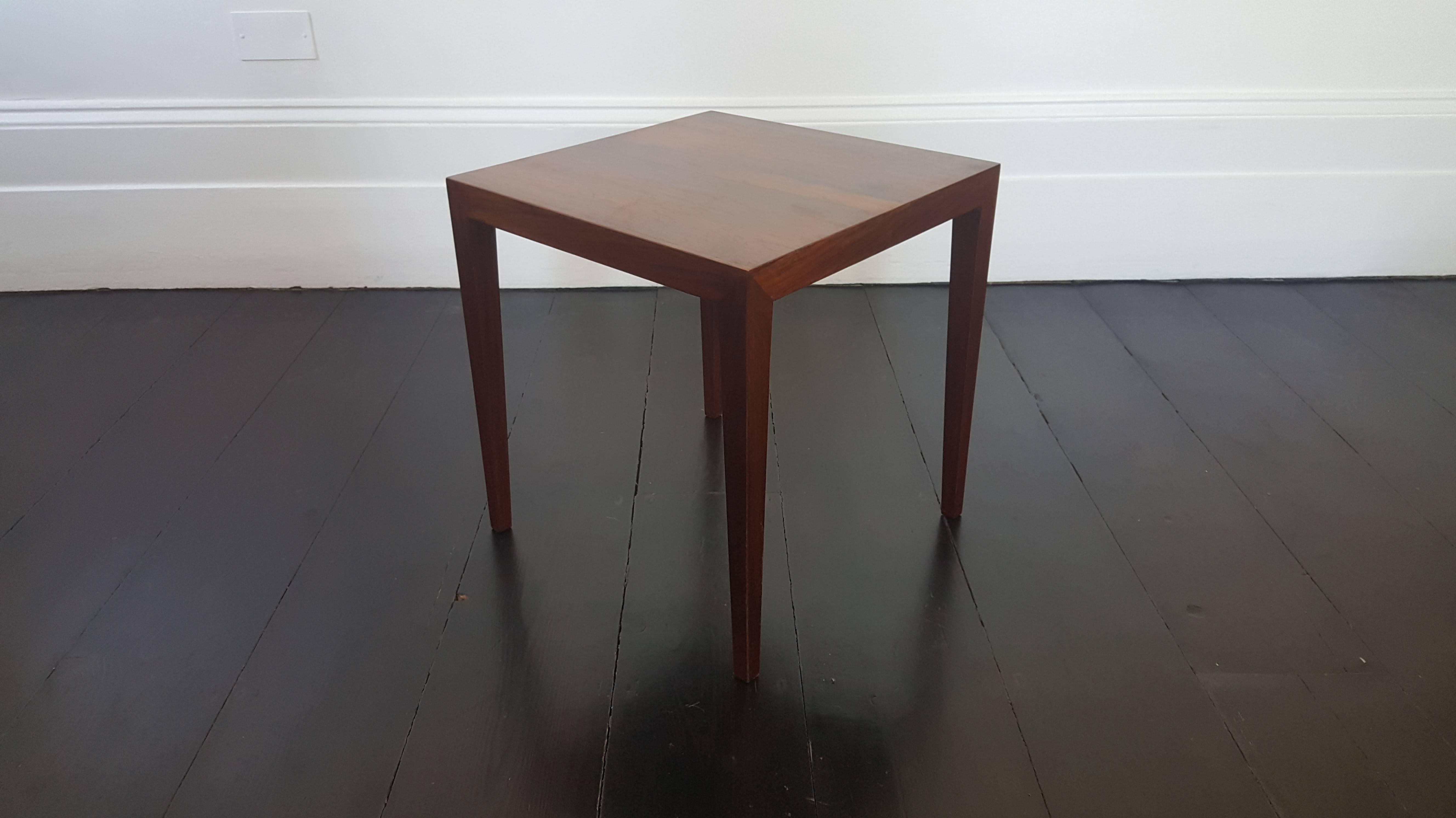 Severin Hansen designed Rosewood coffee/side for Haslev Mobelsnedkeri in Denmark, 1960s.

Angular form makes for a beautiful minimal table whilst having plenty of visual impact.

We provide very competitive global shipping rates per your