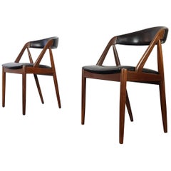 Pair of Kai Kristiansen Model 31 Teak 
a
 Frame Chair for Schou Andersen, 1960s