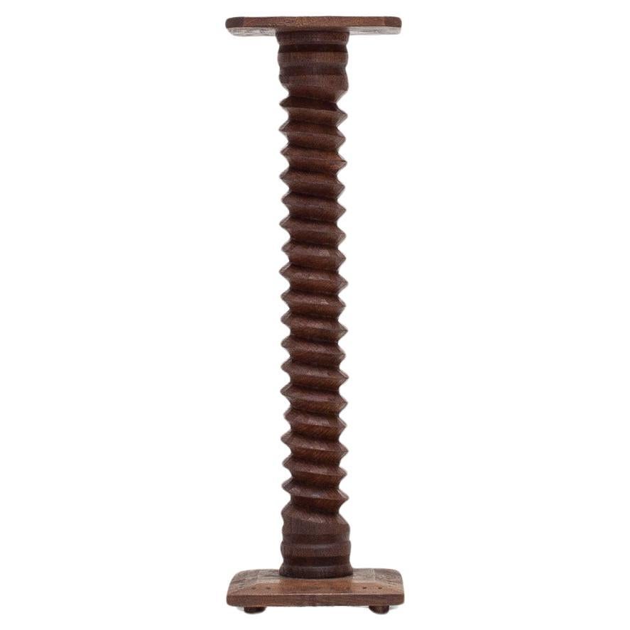 Französische gedrechselte Schraubensäule mit Sockel, Sockel mit Sockel, erinnert an Charles Dudouyt