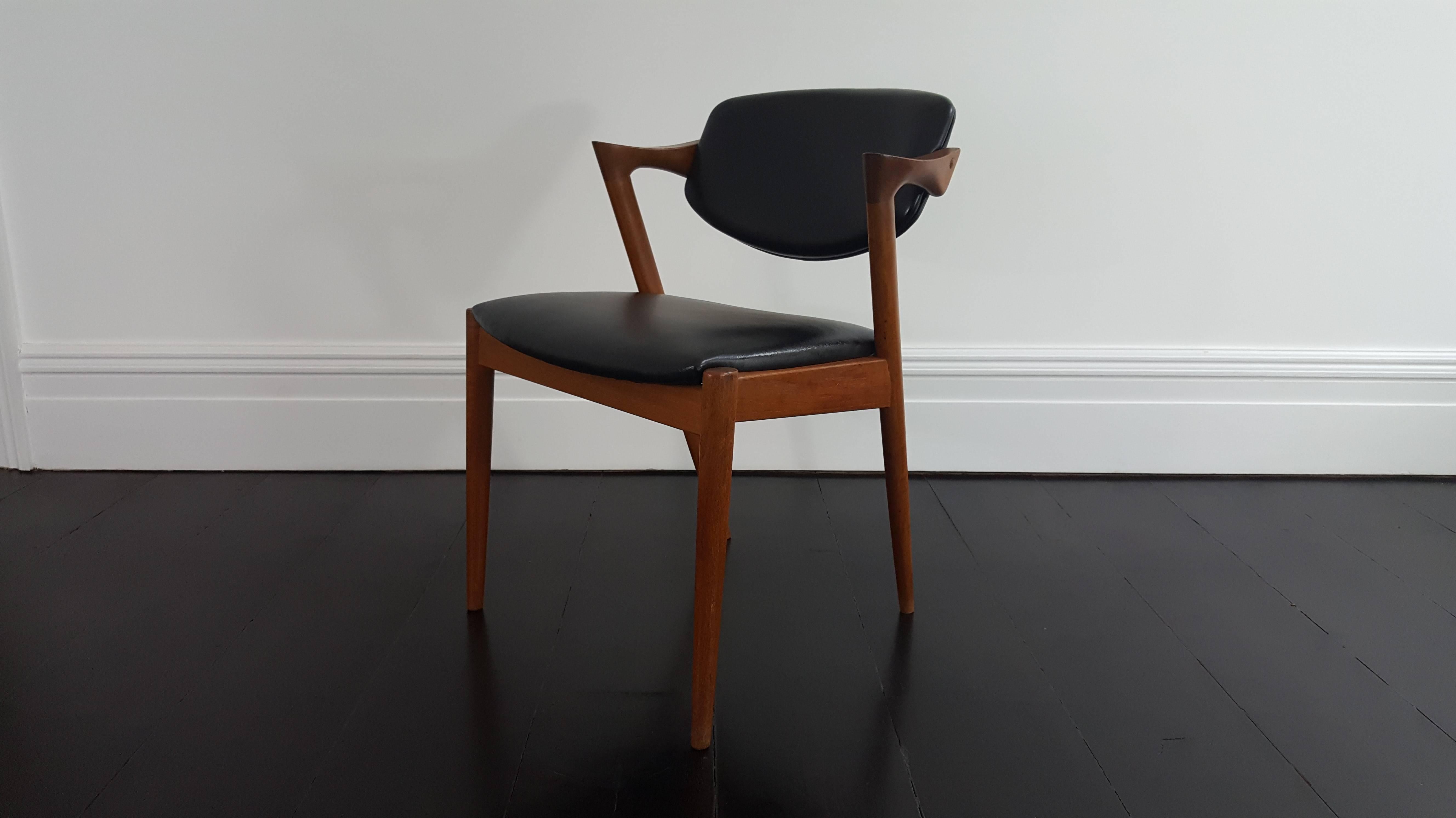 Scandinavian Modern Kai Kristiansen Model 42 Teak Frame Side Chair for Schou Andersen, 1960s