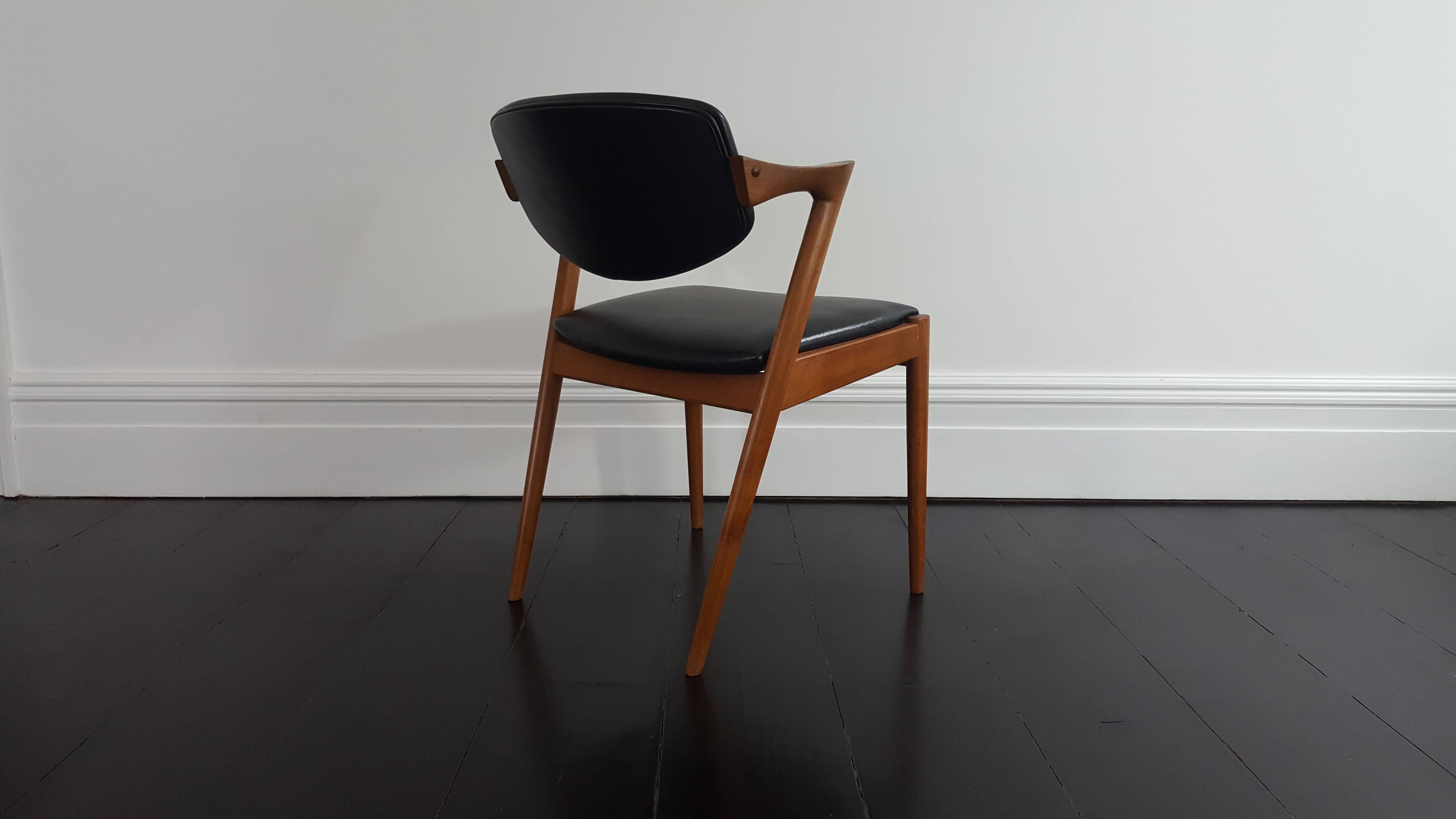 Danish Kai Kristiansen Model 42 Teak Frame Side Chair for Schou Andersen, 1960s