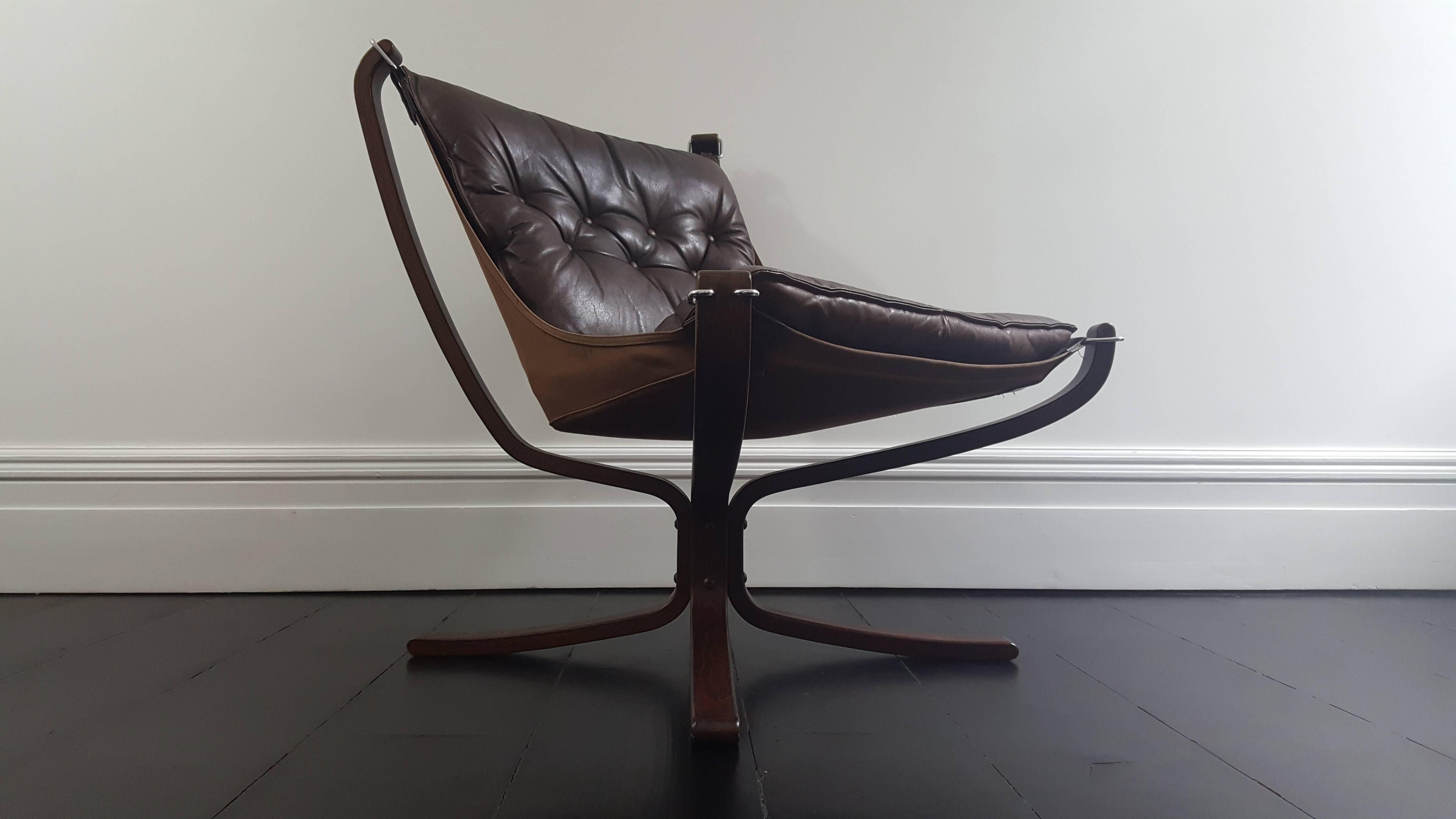 Norwegian Vintage Low-Backed X-Framed Falcon Chair by Sigurd Ressell for Vatne Mobler