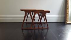 Amazing Danish Produced Nest of Tables, Teak Veneer with Solid Teak Legs